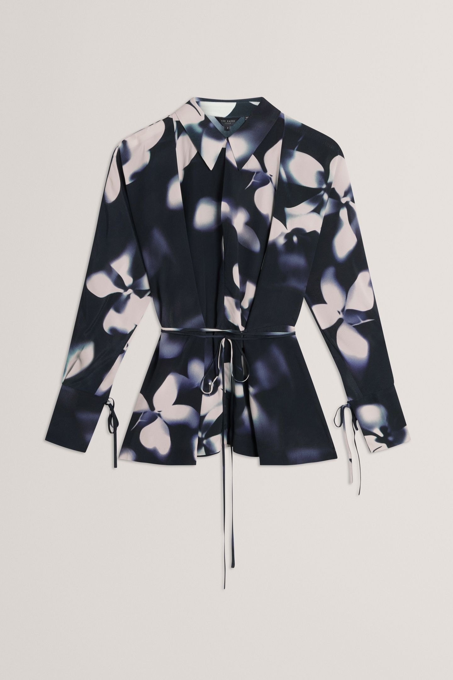 PRINTED TIE DETAIL LONG SLEEVE SHIRT NAVY 3