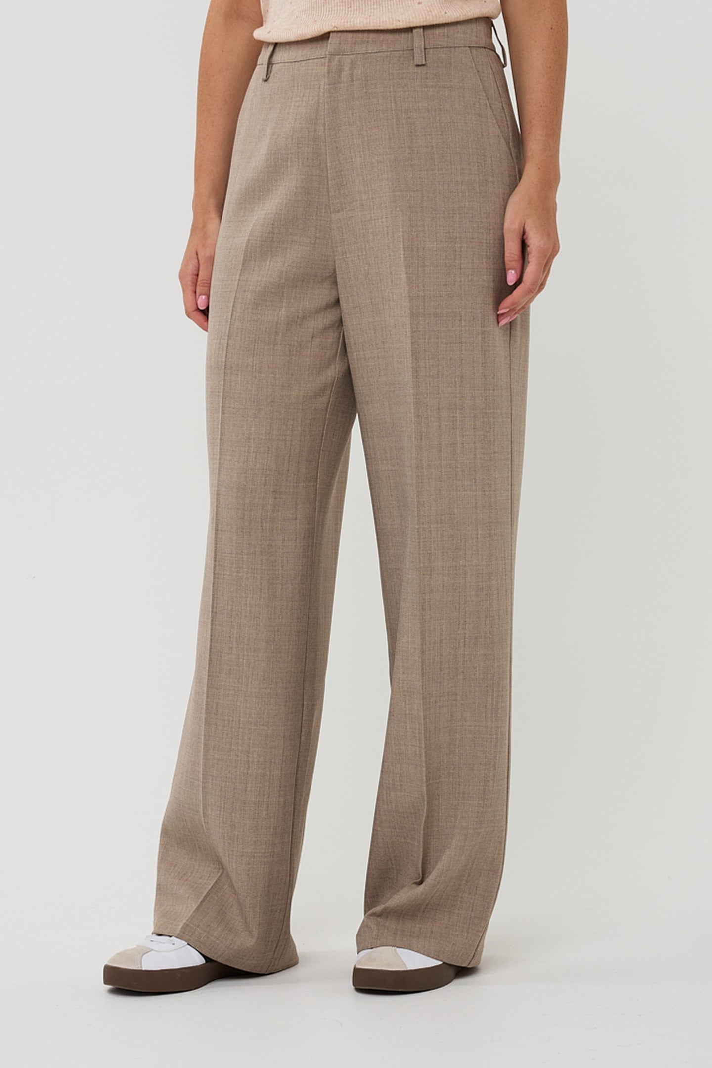 TROUSERS WIDE LEG TAUPE MELANGE 2