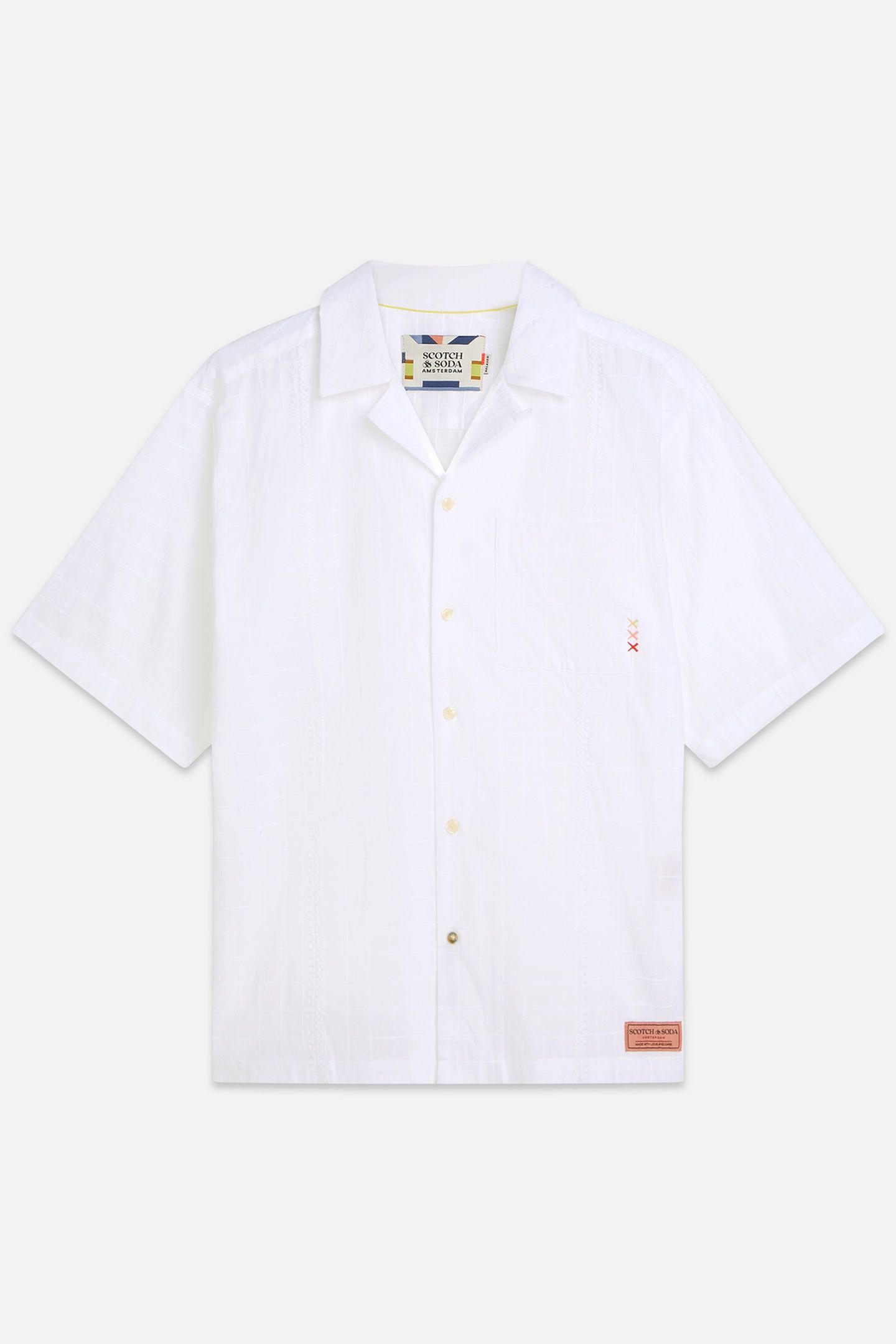 EMBROIDERED STRUCTURED RELAXEDFIT SHORTSLEEVED SHIRT WHITE/P 1
