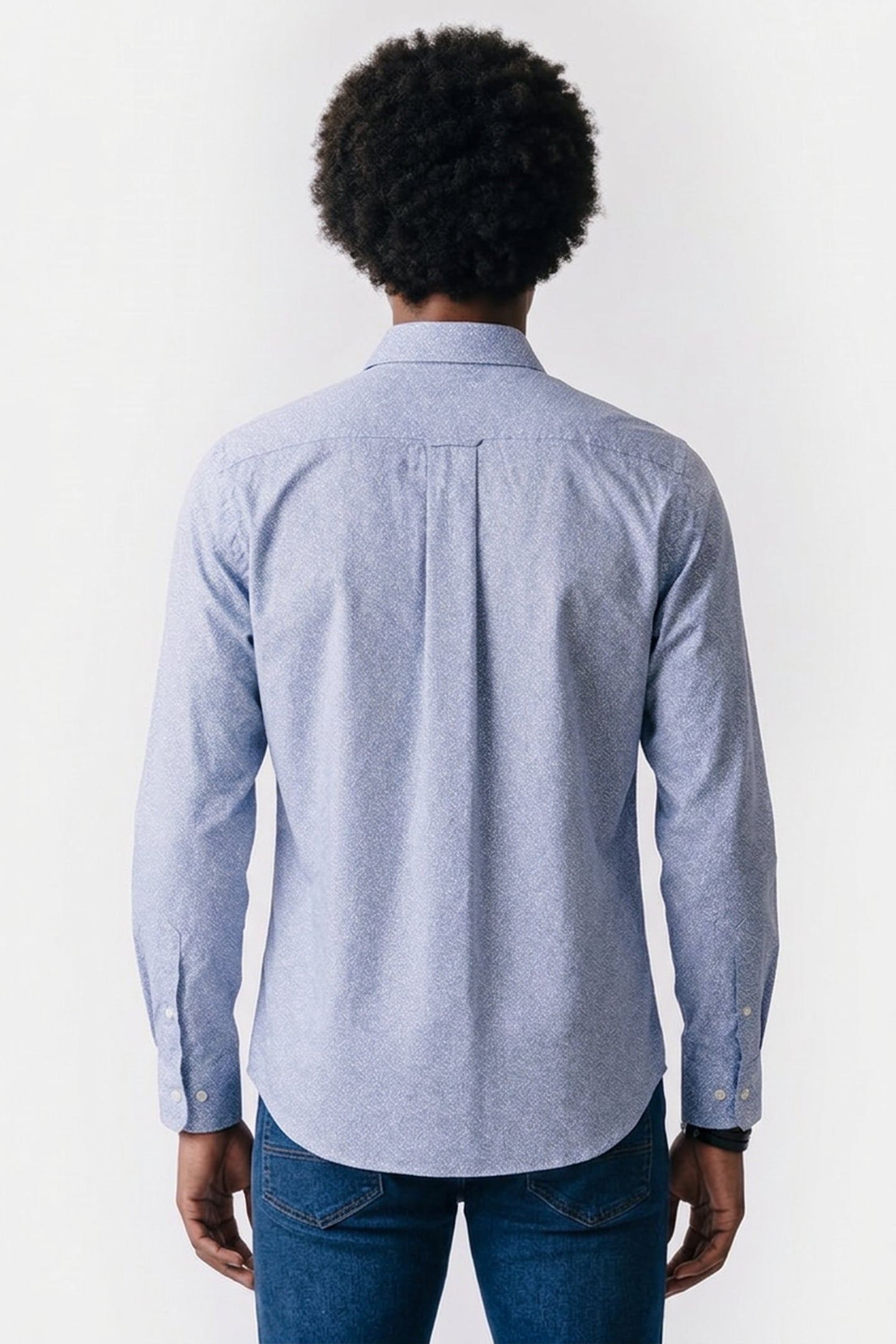 REG POPLIN AOP SHIRT FADED DENIM 2