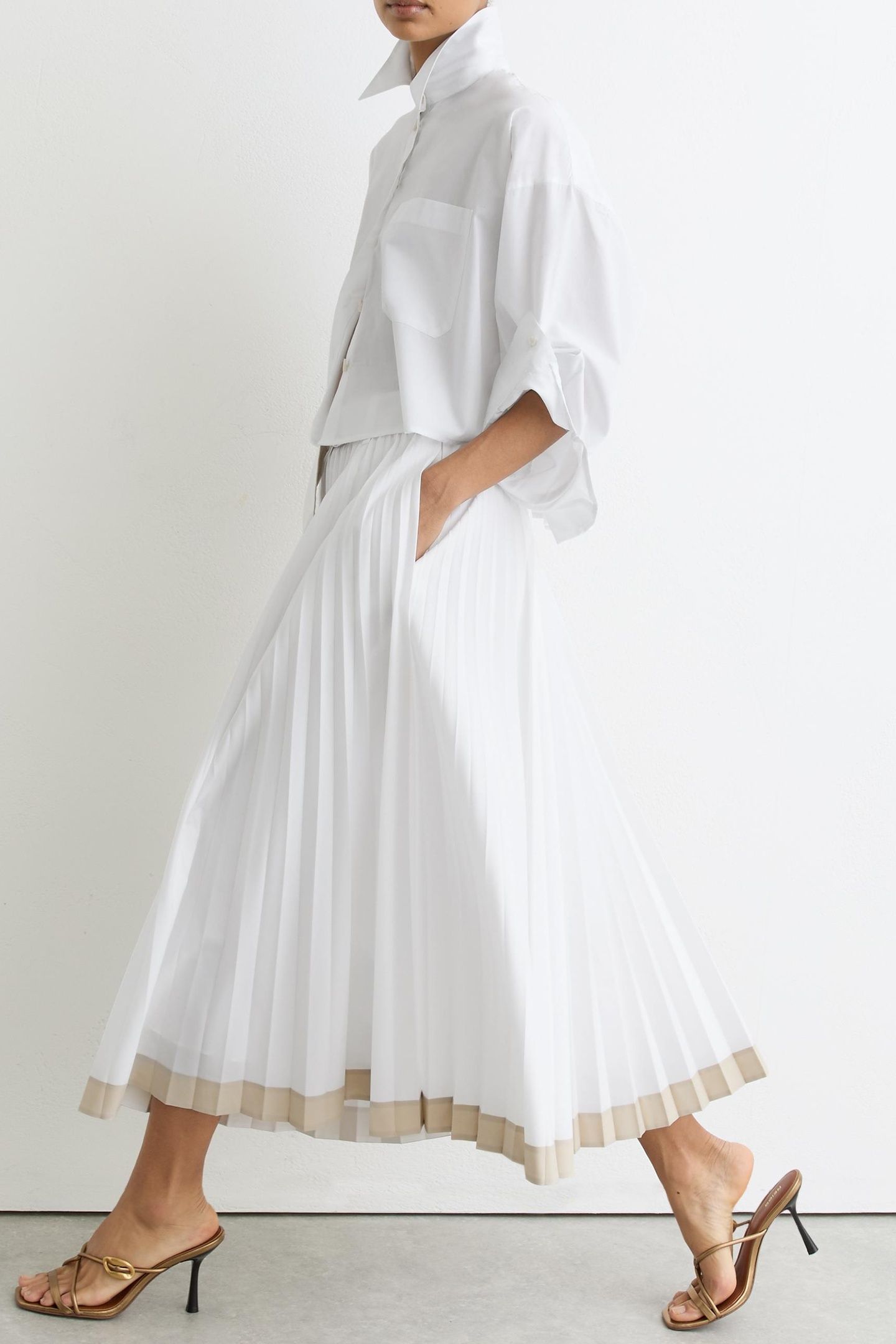 PLEATED COTTON SKIRT IVORY 4