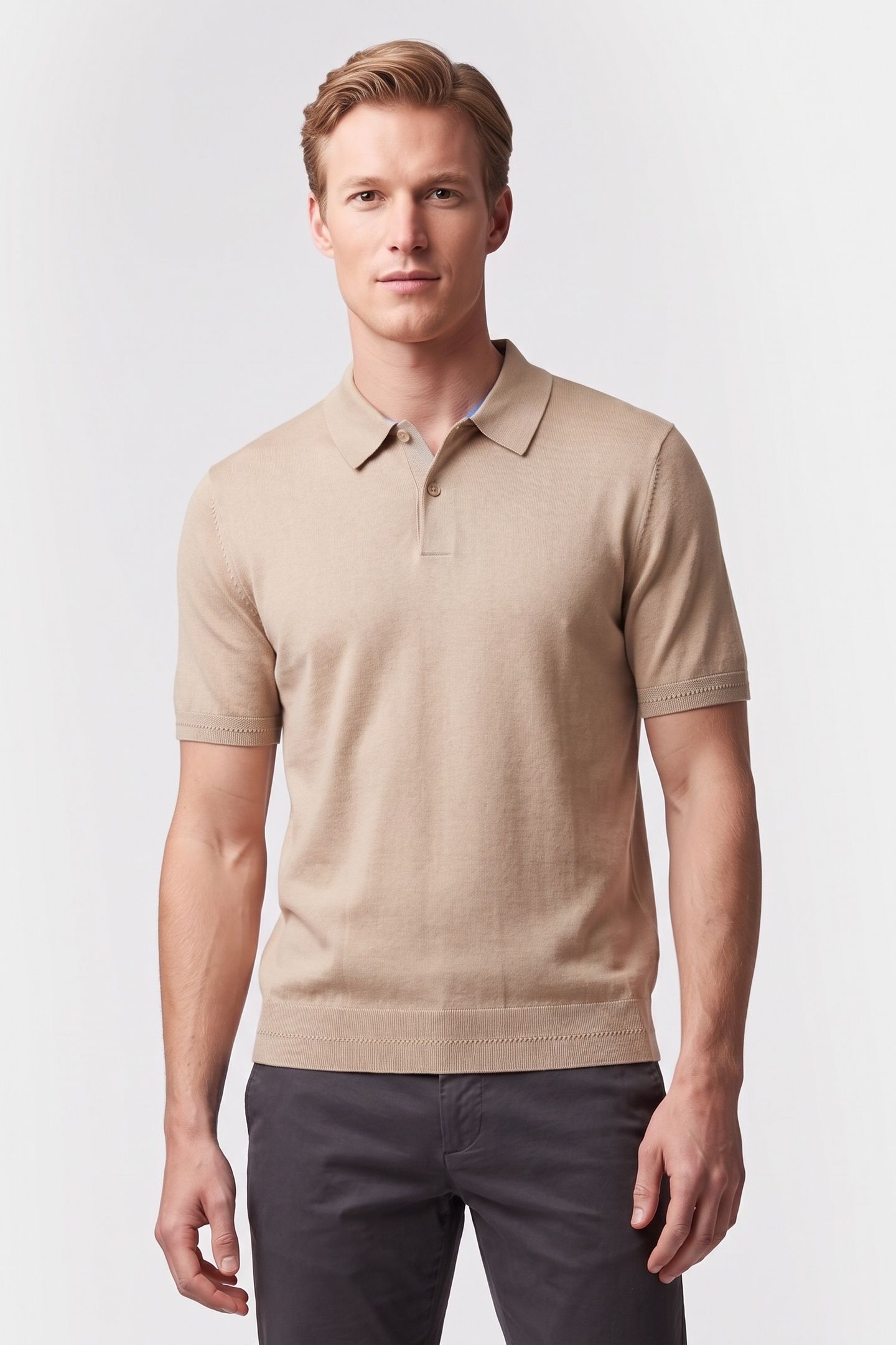 SS SILK COTTON POLO TAUPE 1