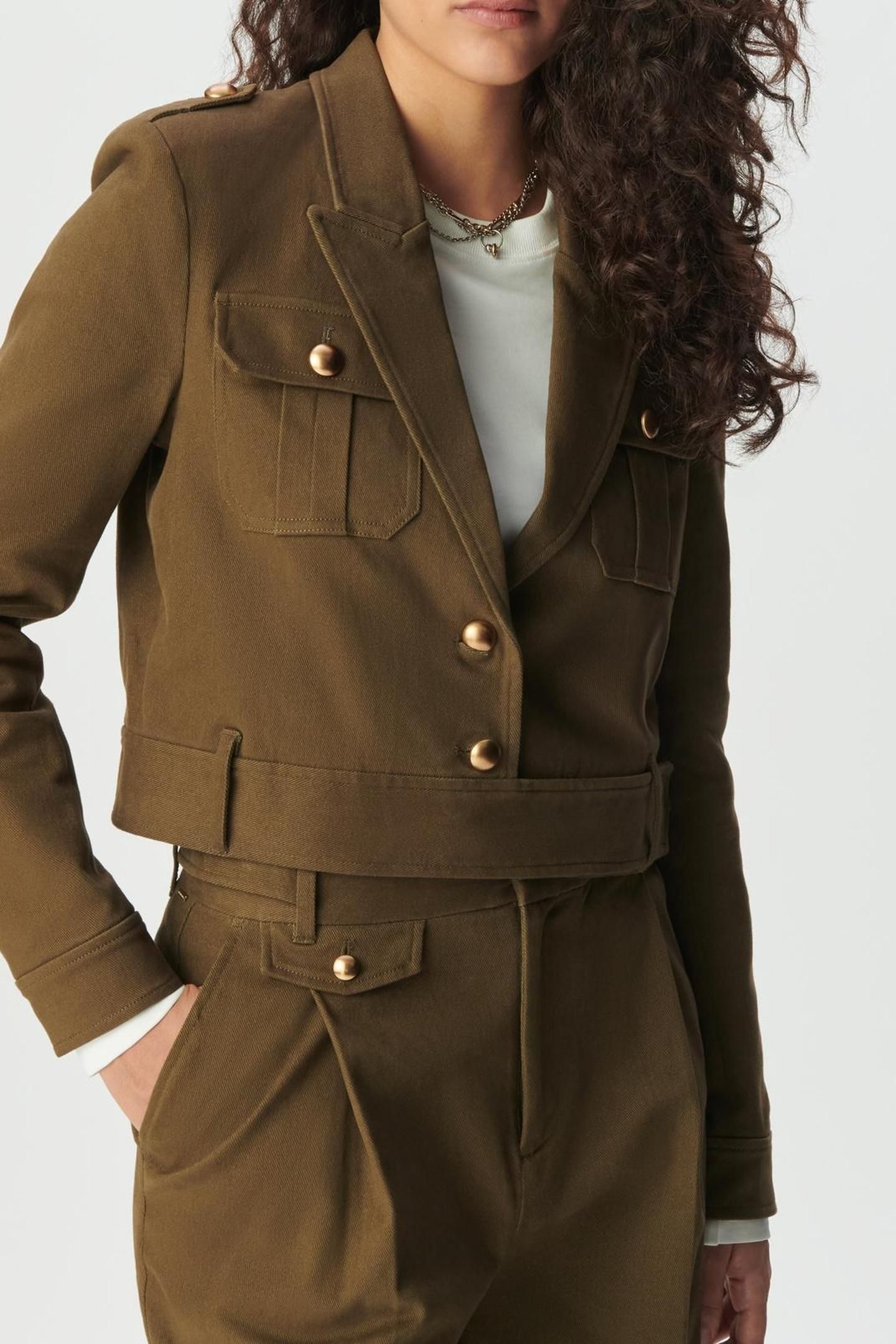 KHAKI GABARDINE SHORT JACKET 1