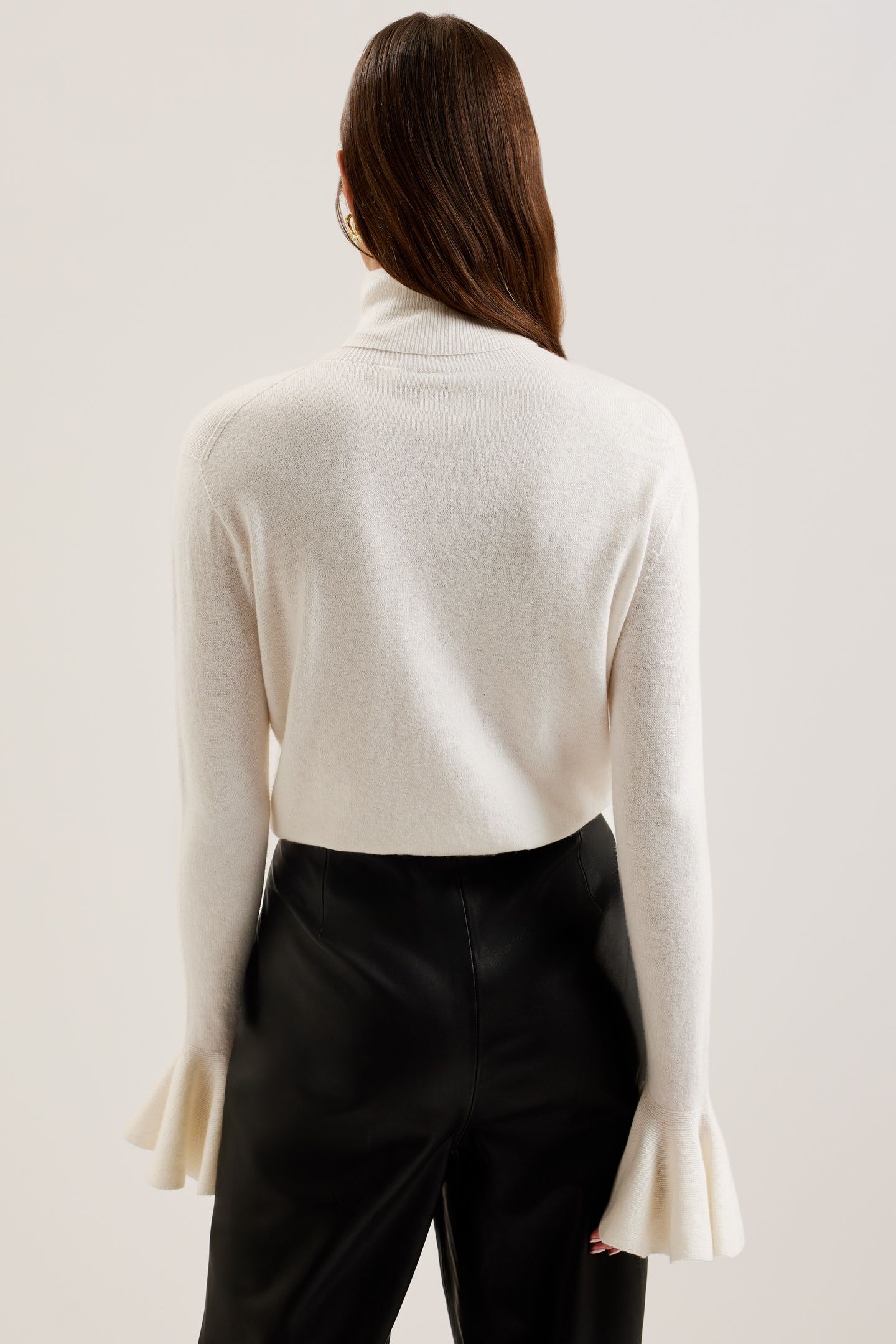 TAMSENN ROLL NECK FLUTED SLEEVE SWEATER IVORY 2