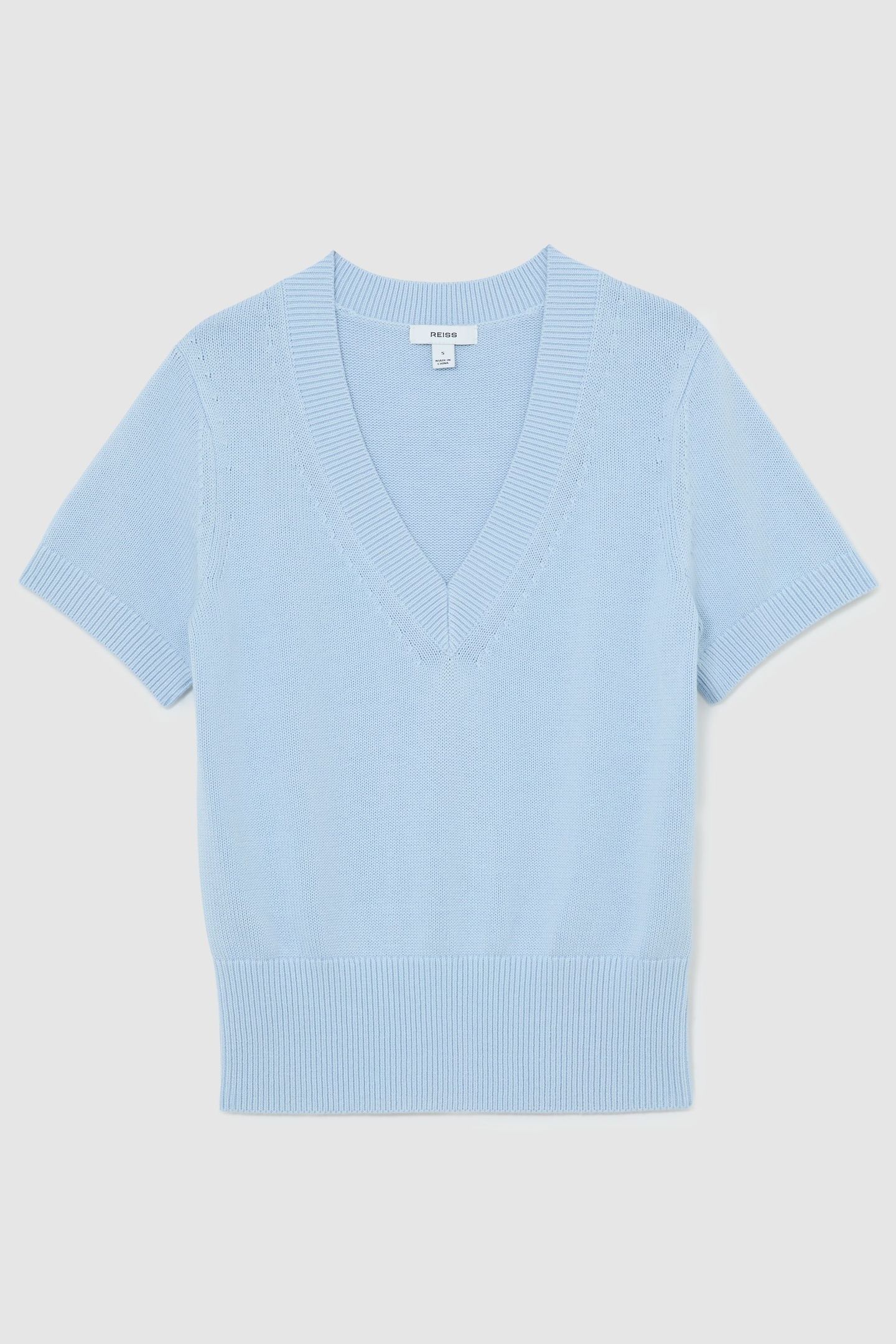 KNIT V NECK TOP SOFT BLUE 4