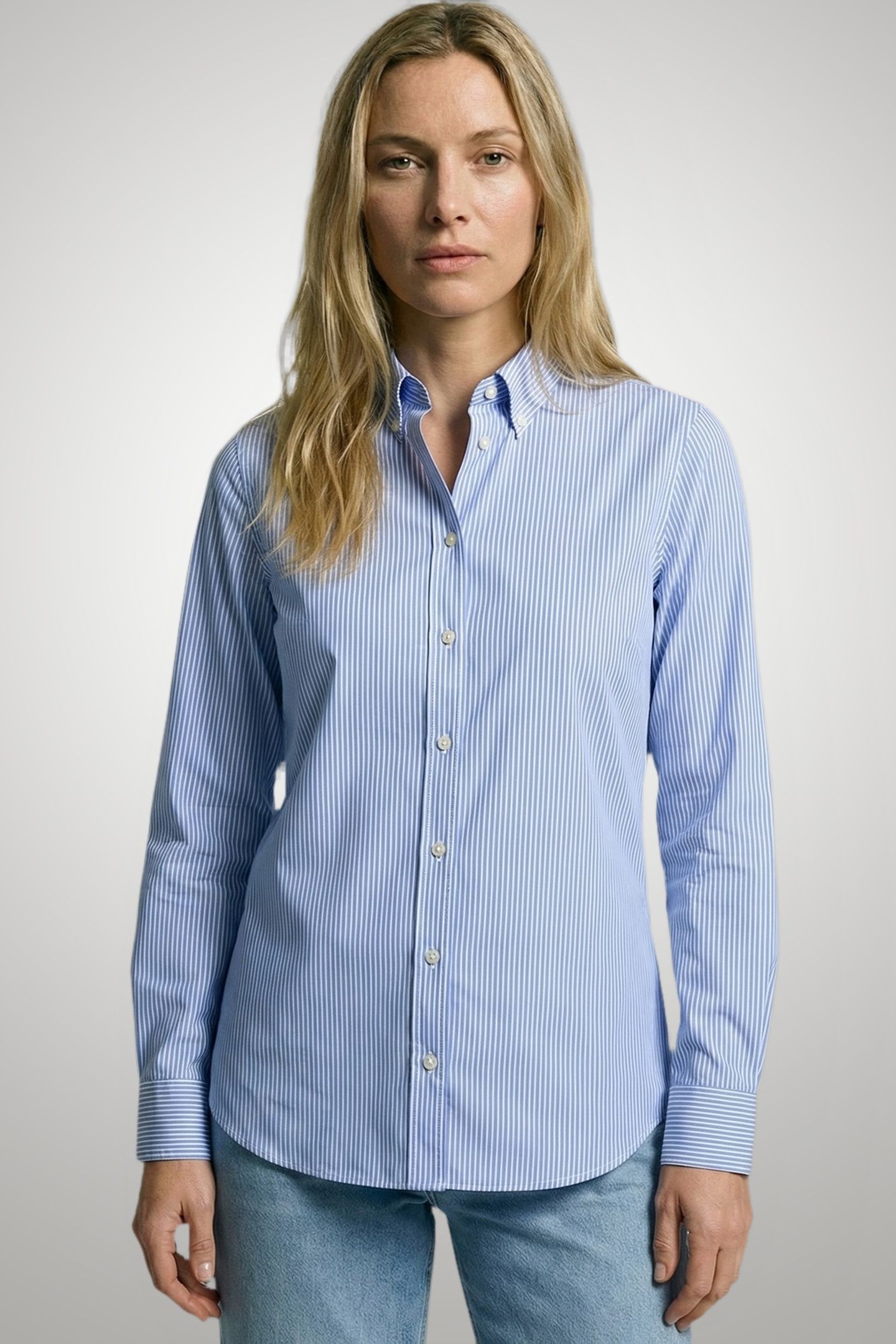 POPLIN STRIPE SHIRT MEDIUM BLUE 1