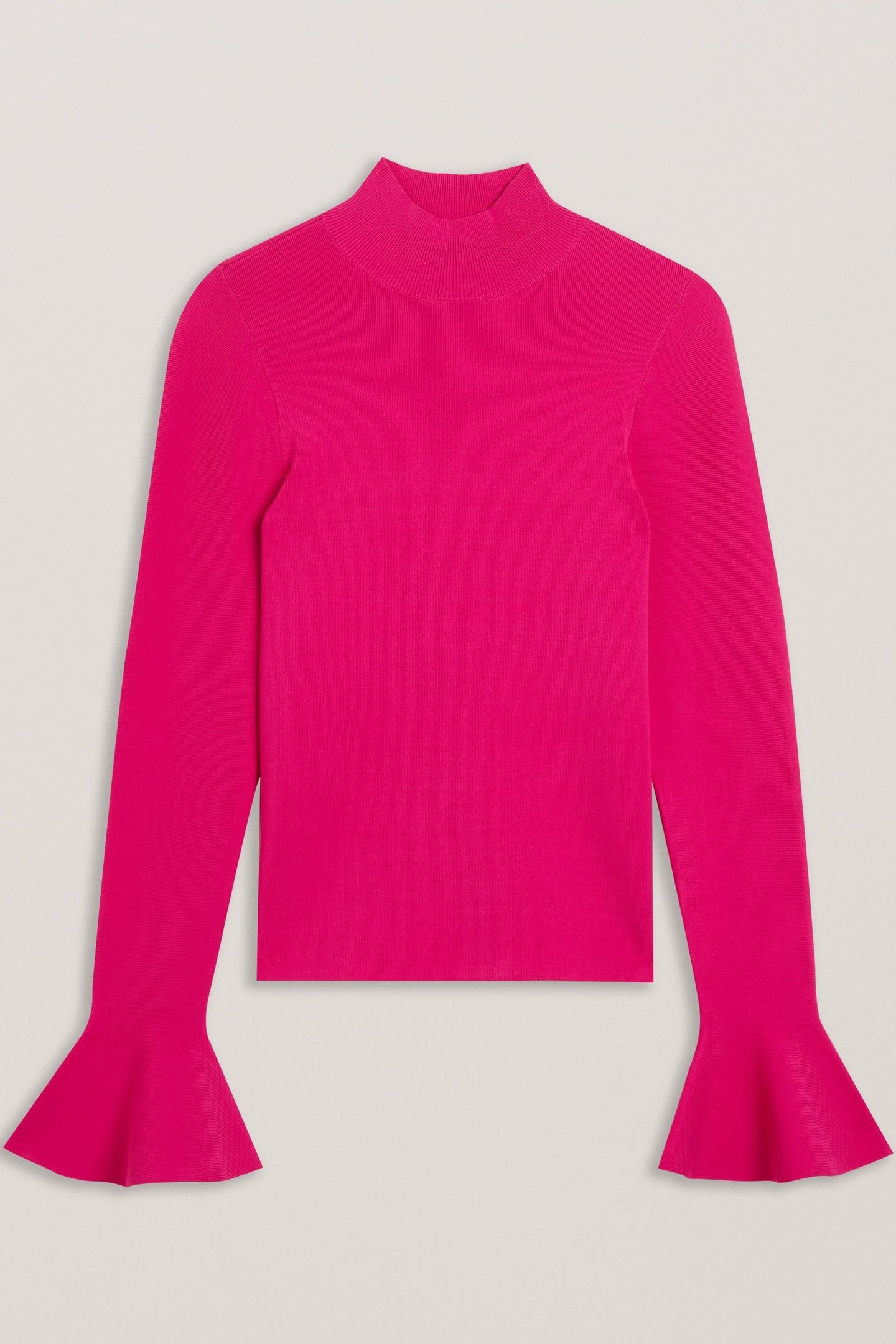 LAYNHA HIGH NECK KNITTED FRILL SLEEVE FUCHSIA 3