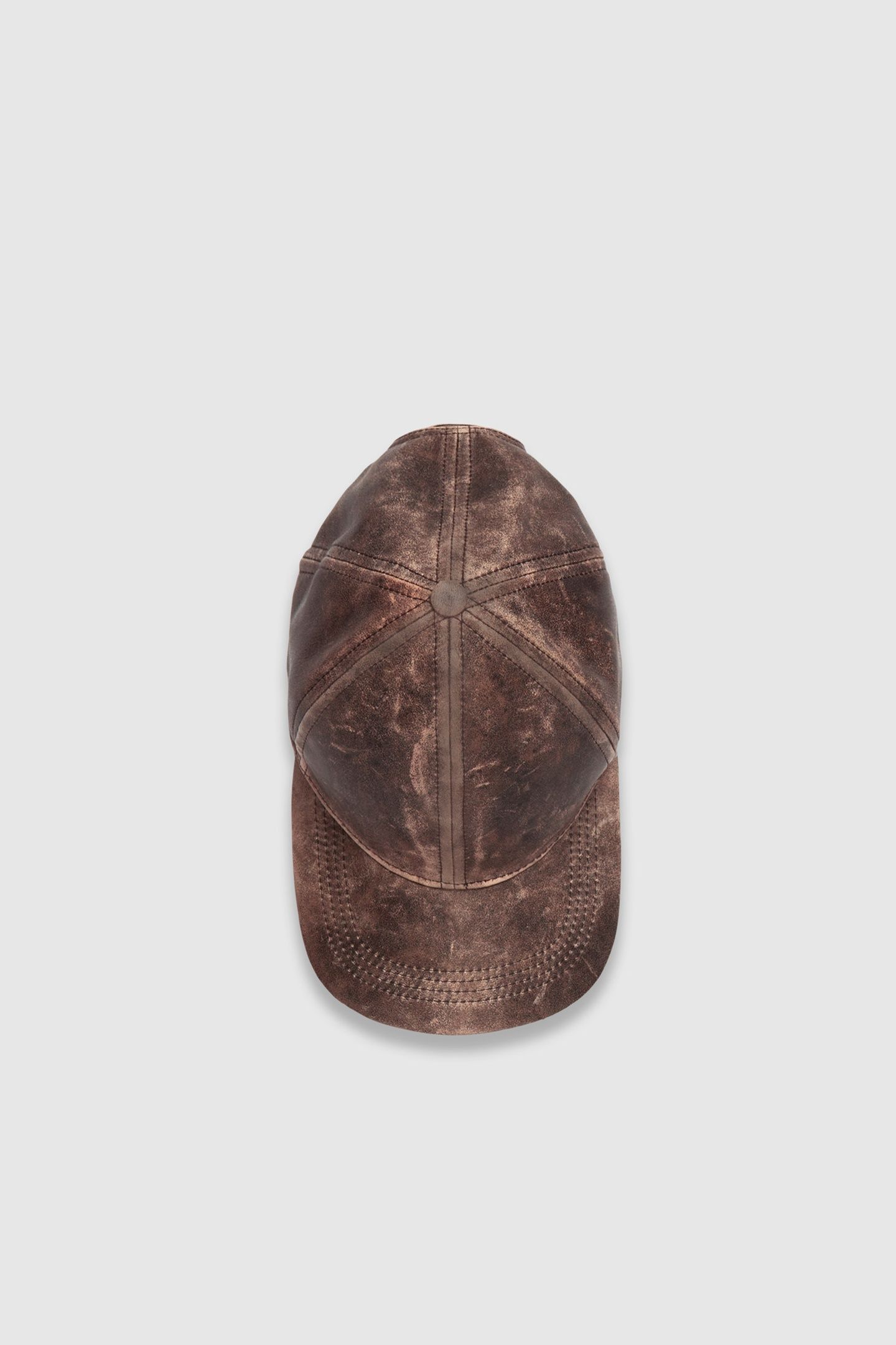 BROWN LEATHER CAP WITH PATINA 5