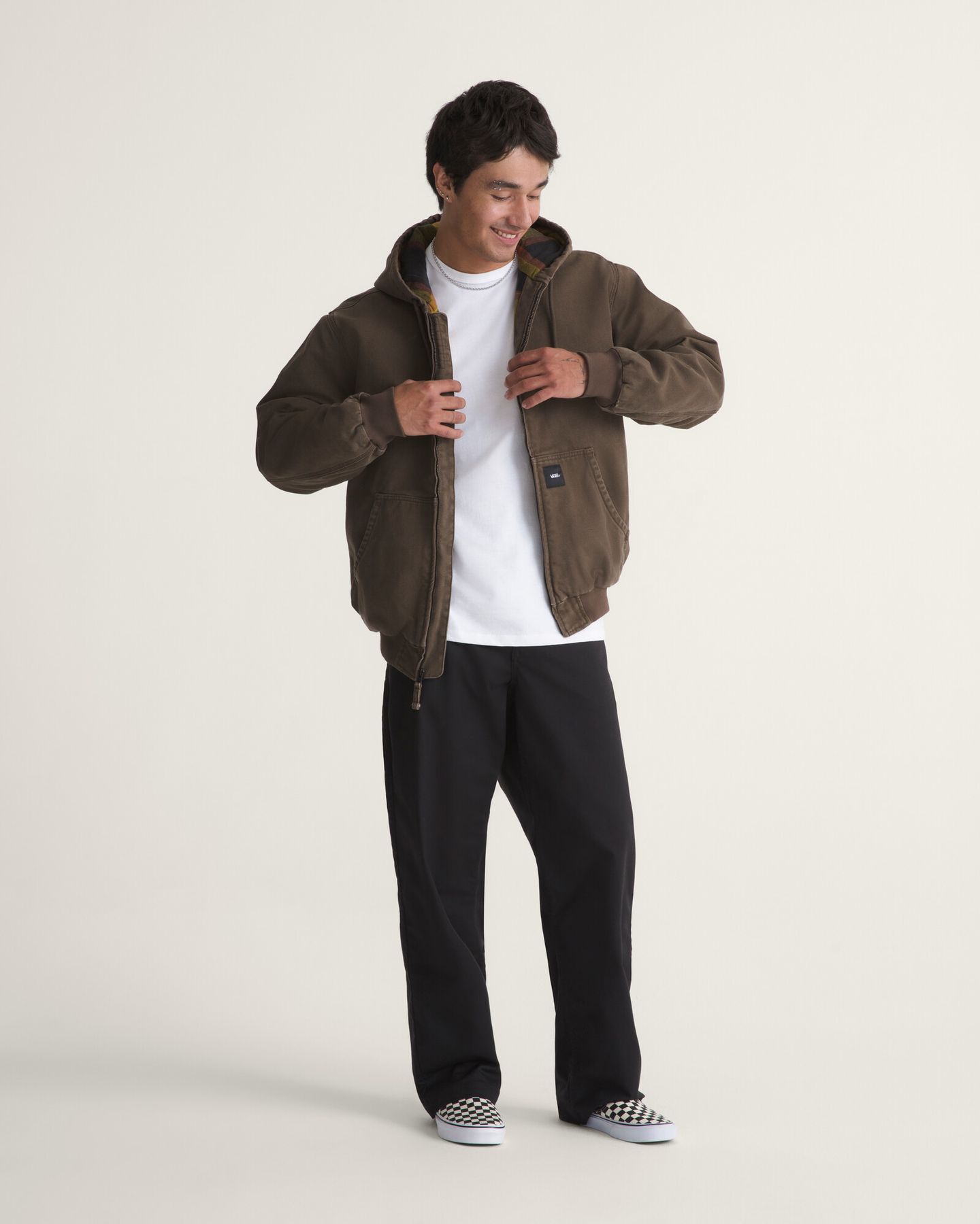 ELI WORKWEAR CANVAS FULL ZIP JACKET COAL BROWN 1
