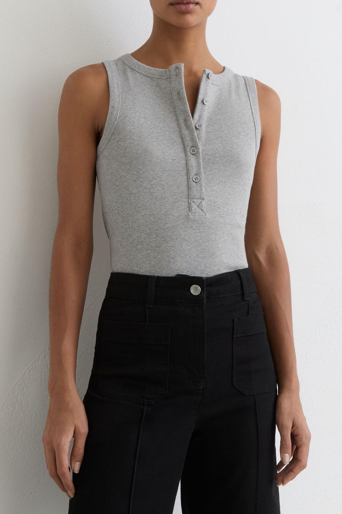 RIB VEST GREY MARL 1