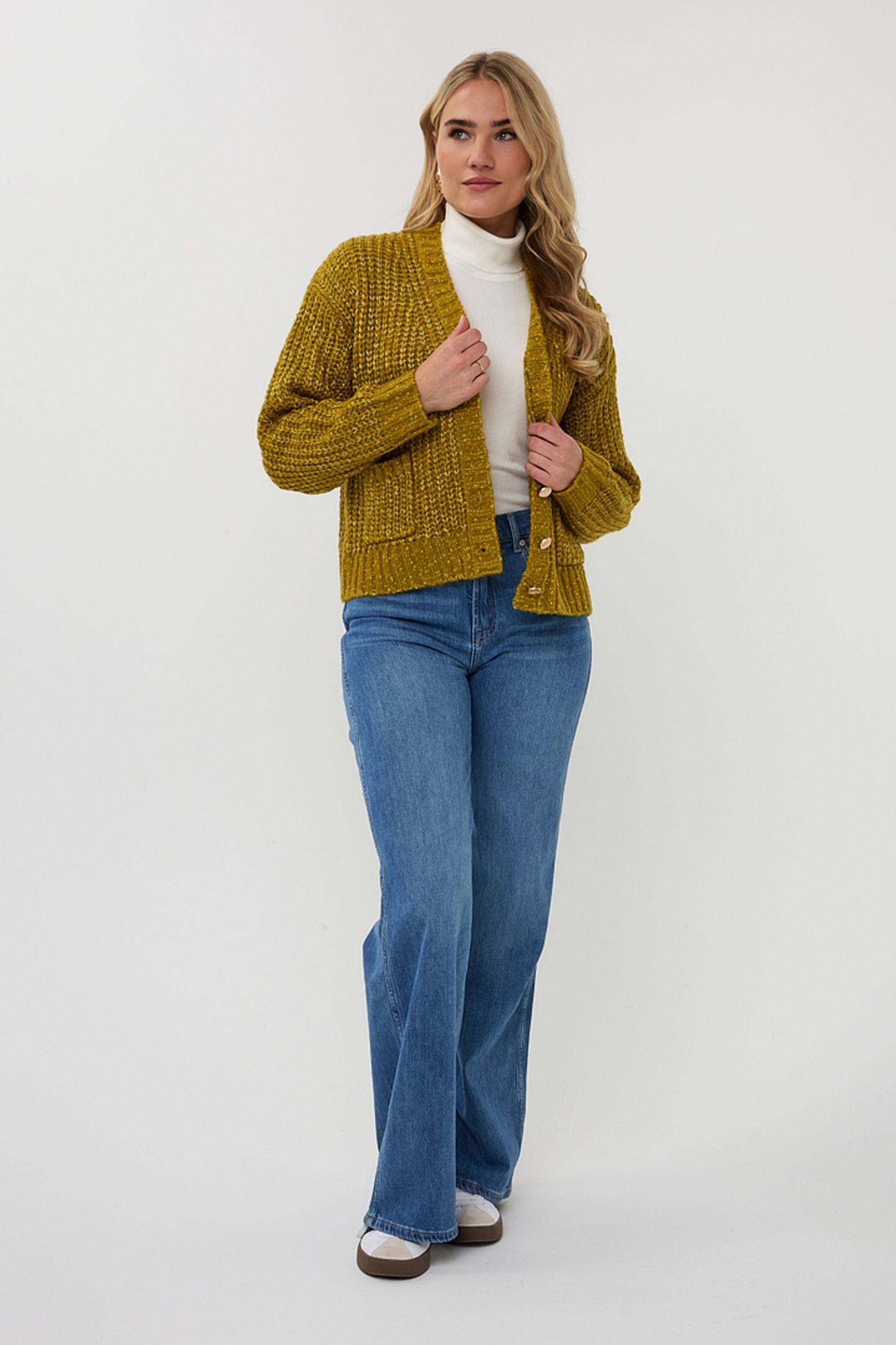 CARDIGAN OVERSIZE LUREX GOLDEN OLIVE 1