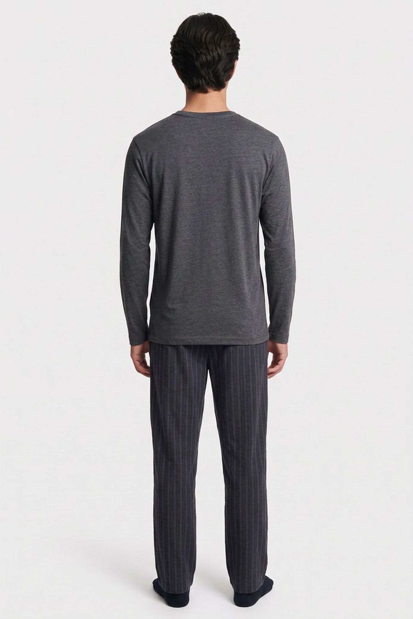 LS TEE PANT SET CHARCOAL HEATHER TOP 2