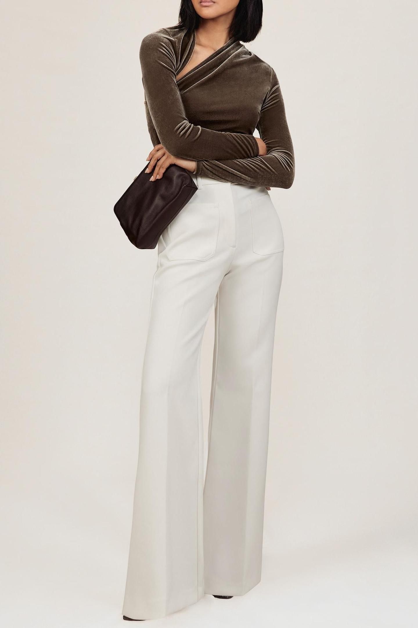 LONG SLEEVE VELVET TOP MOCHA BROWN 1