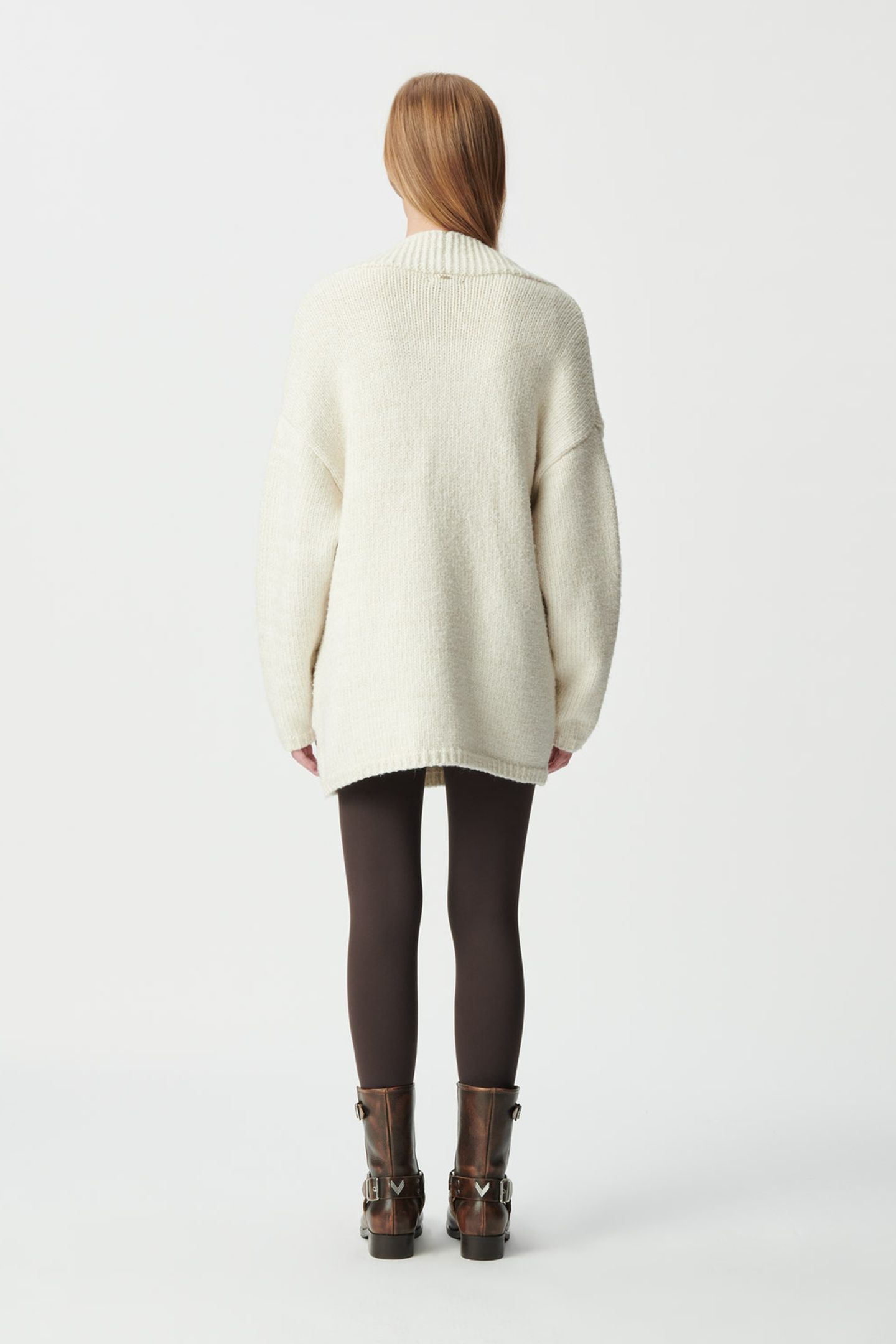 ECRU KNIT AND GOLD LUREX LOOSE CARDIGAN 2