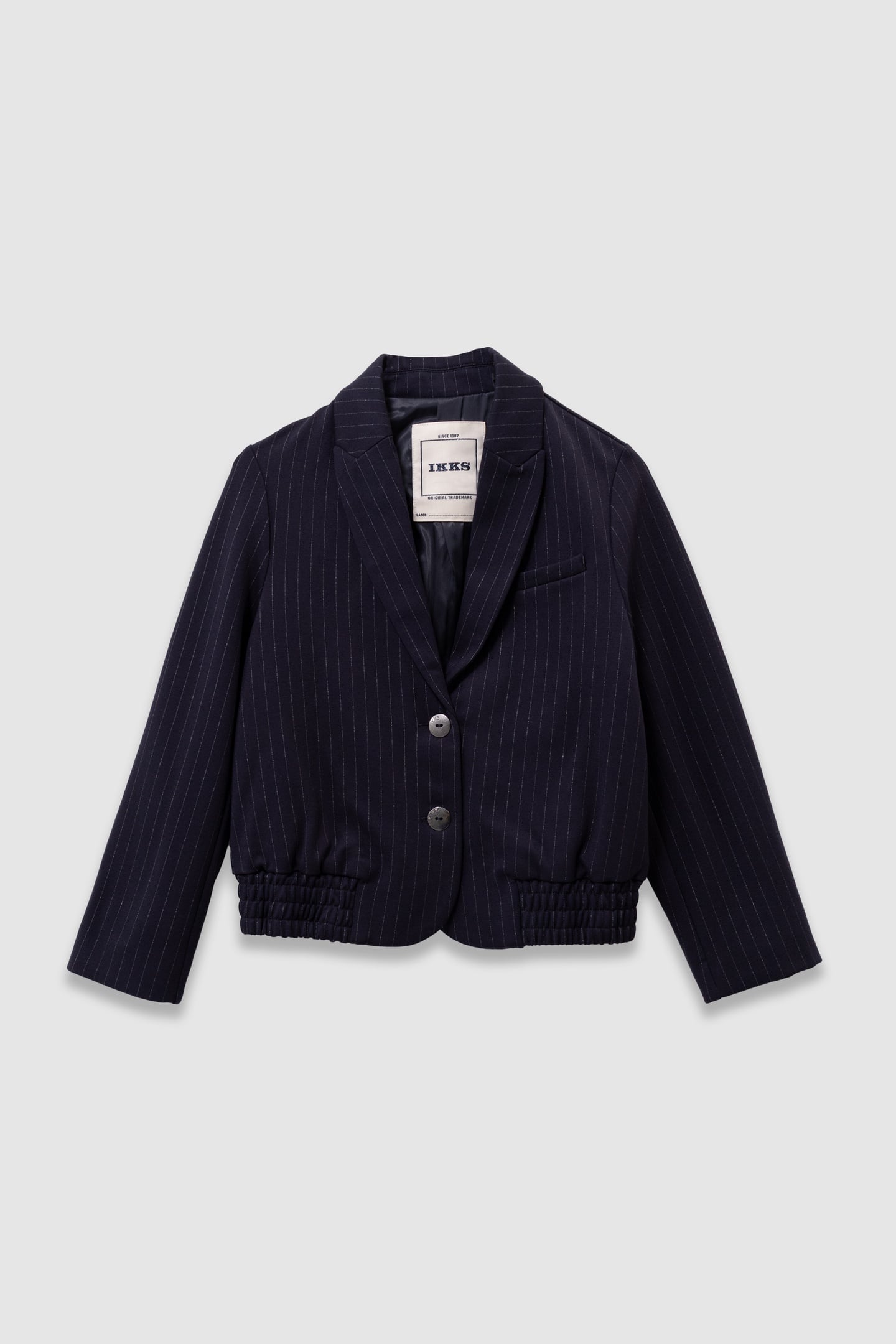 GIRLS’ NAVY PINSTRIPE SUIT JACKET 1