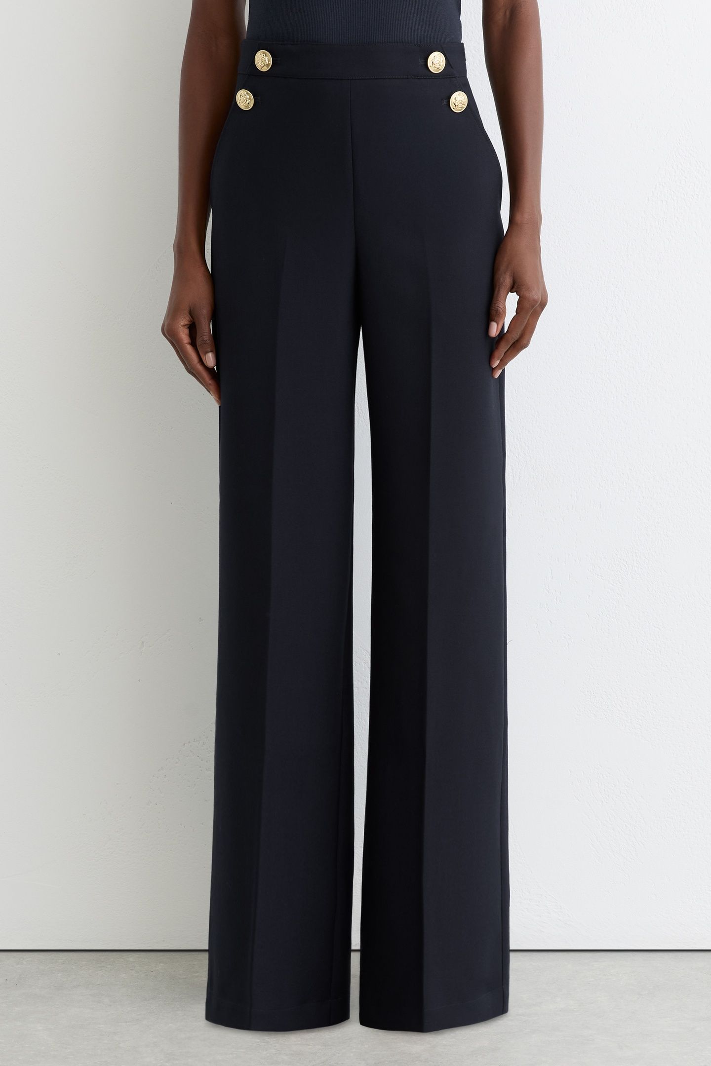 BUTTON DETAIL WIDE LEG TROUSER NAVY 2