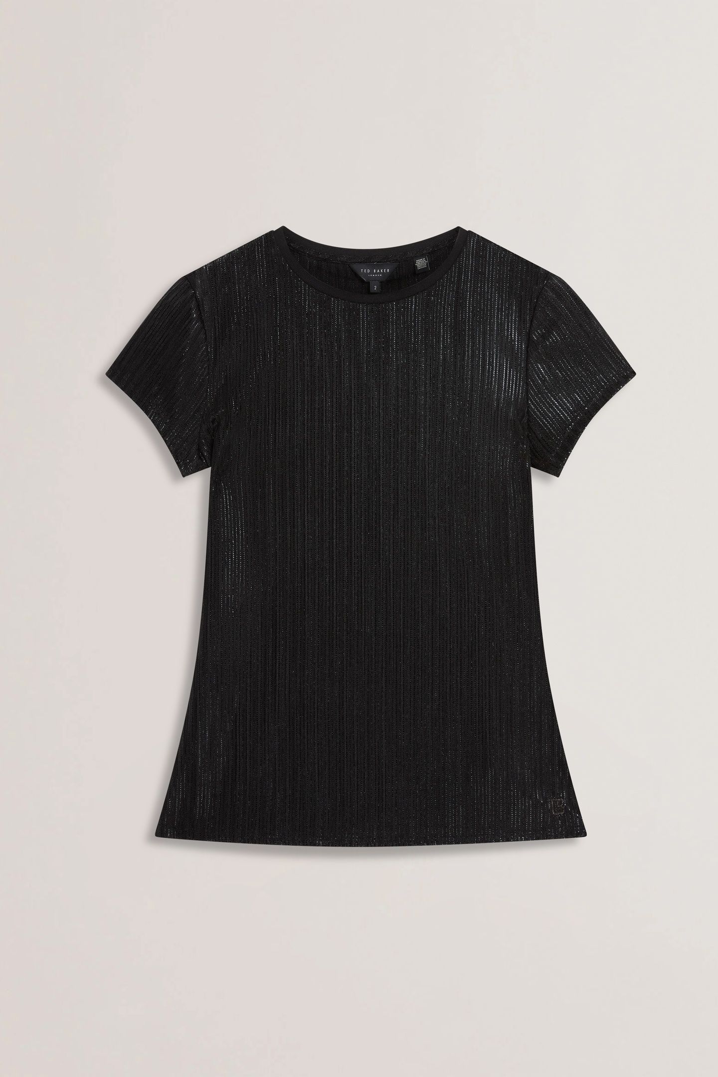 METALLIC SHORT SLEEVE CREW NECK TEE BLACK 3