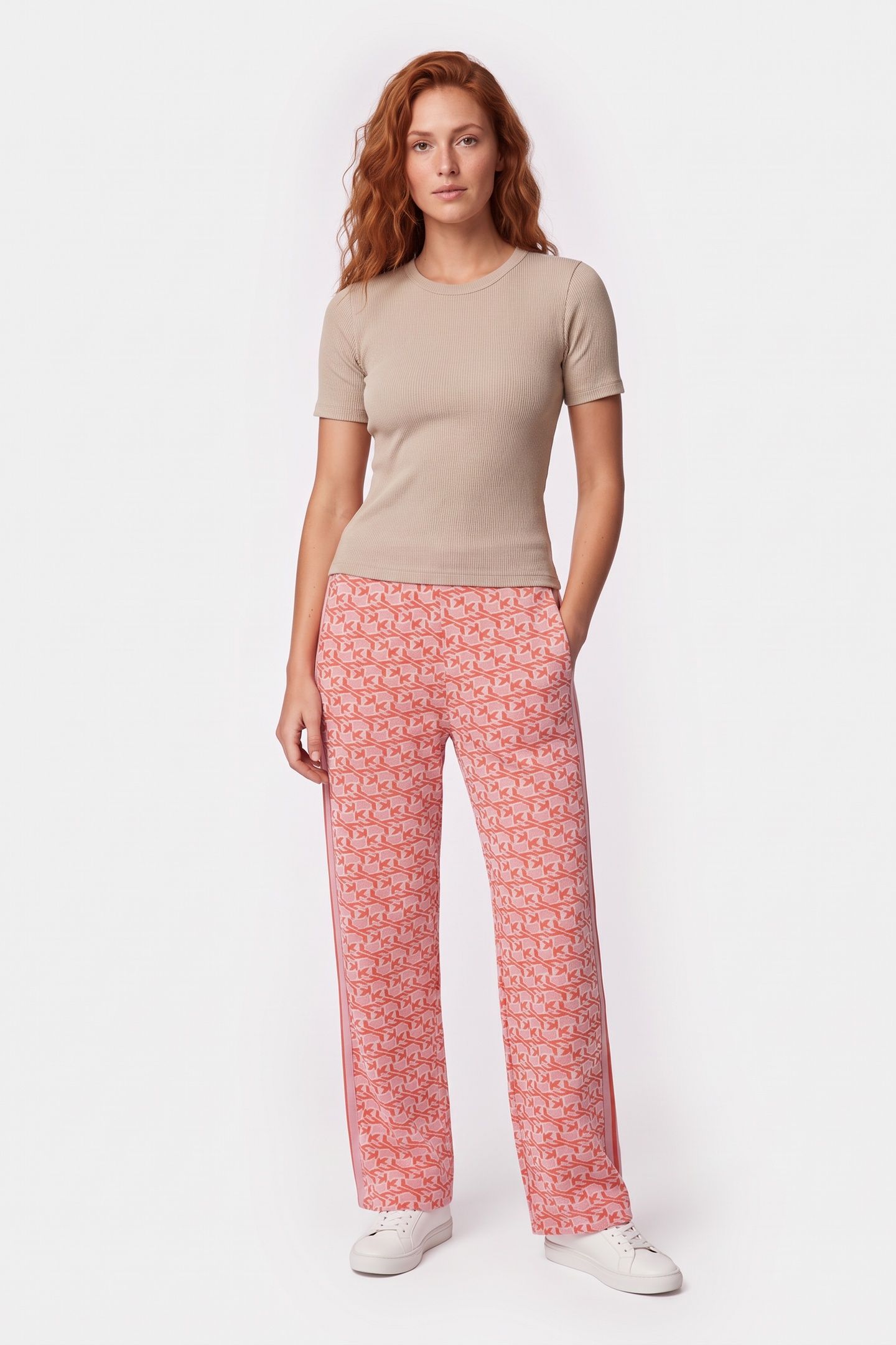 KLJ JACQUARD SWEATPANT GEO MONOGRAM RED 3