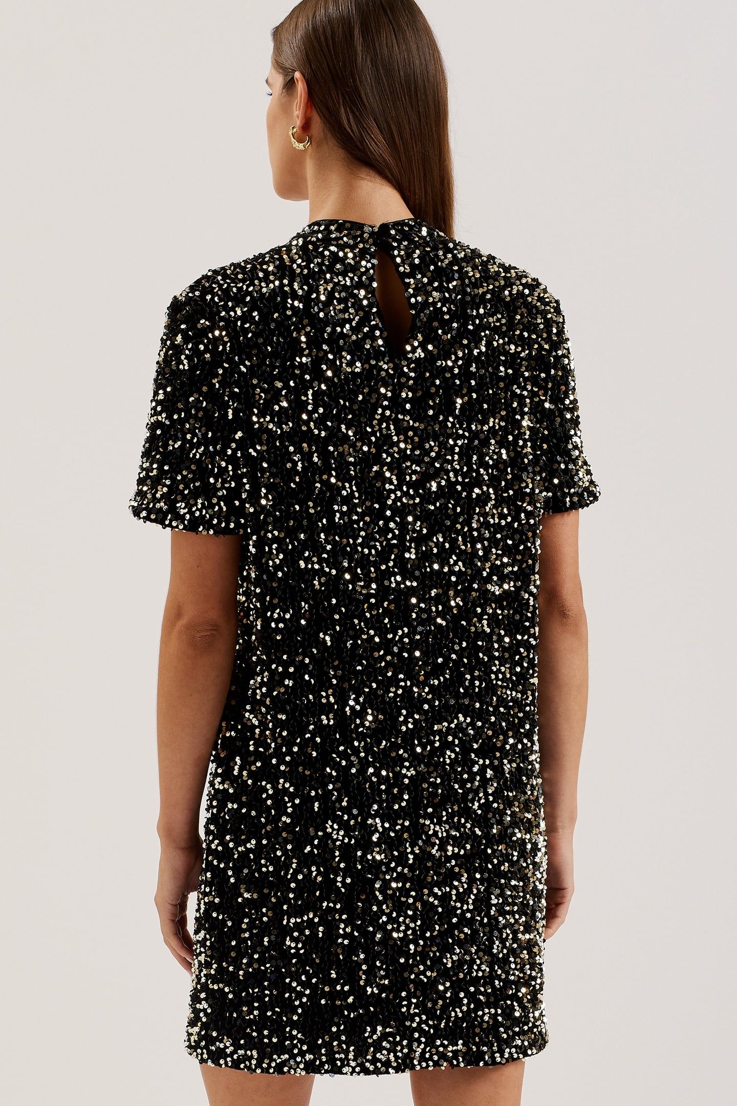 AUDRIYY VELVET SEQUIN T SHIRT MINI BLACK 3