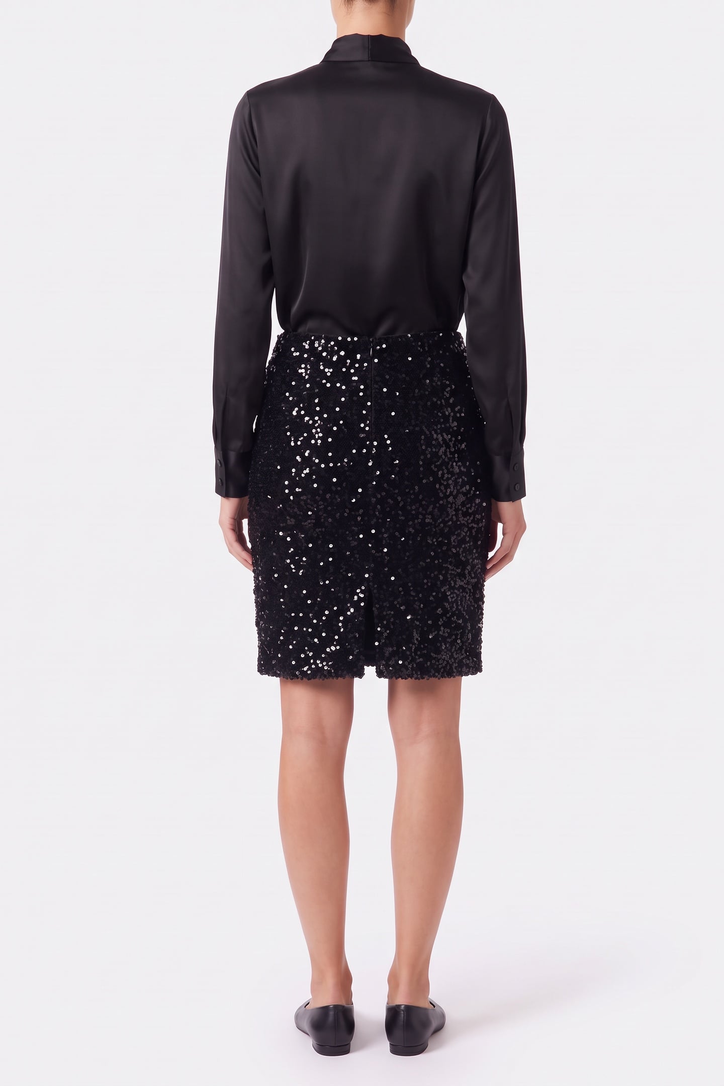 SEQUIN LAYERED MIDI SKIRT COAL 2