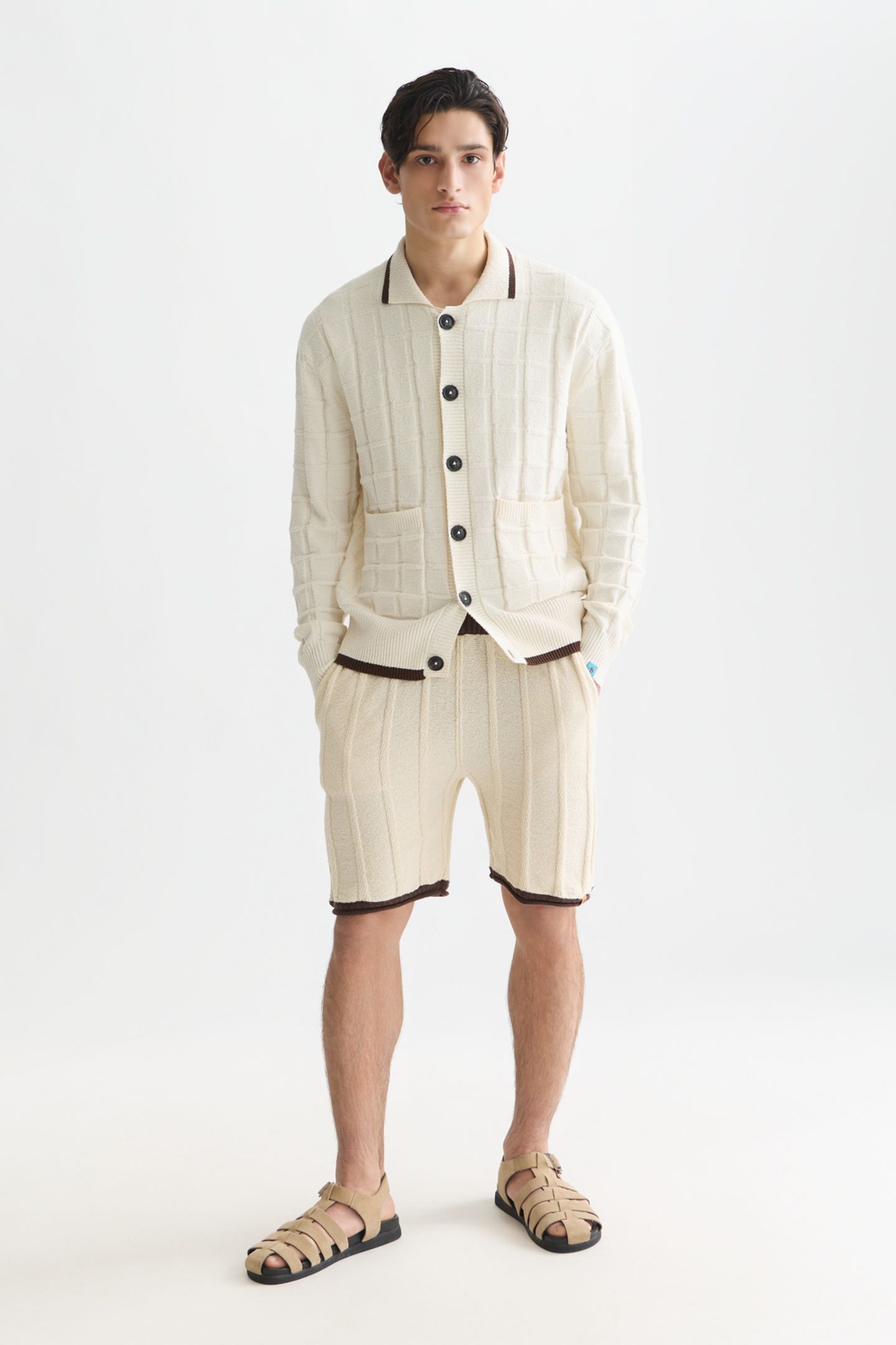STRUCTURED BOUCLE CARDIGAN LIGHT BEIGE 3