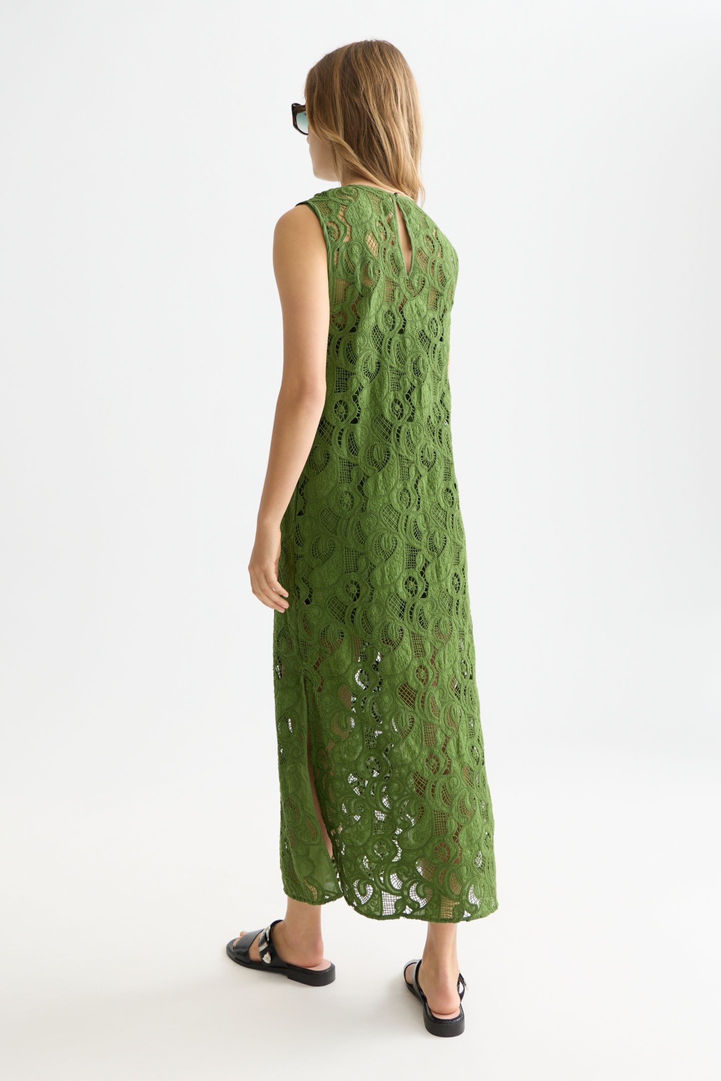 FLAME EMBROIDERY MIDI DRESS GARDEN GREEN 2