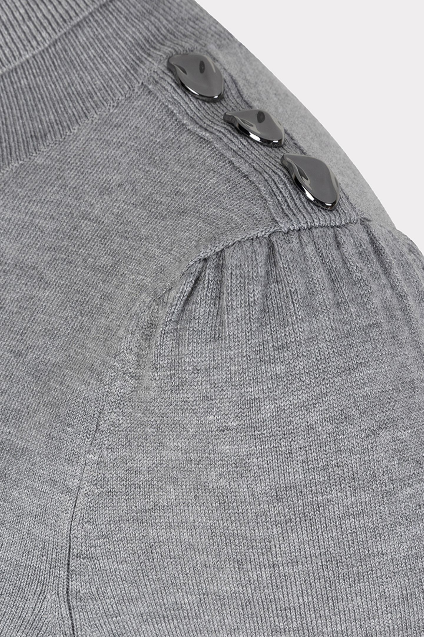 SWEATER SHLDR BUTTON COL BASIC KNIT GREY MELANGE 1