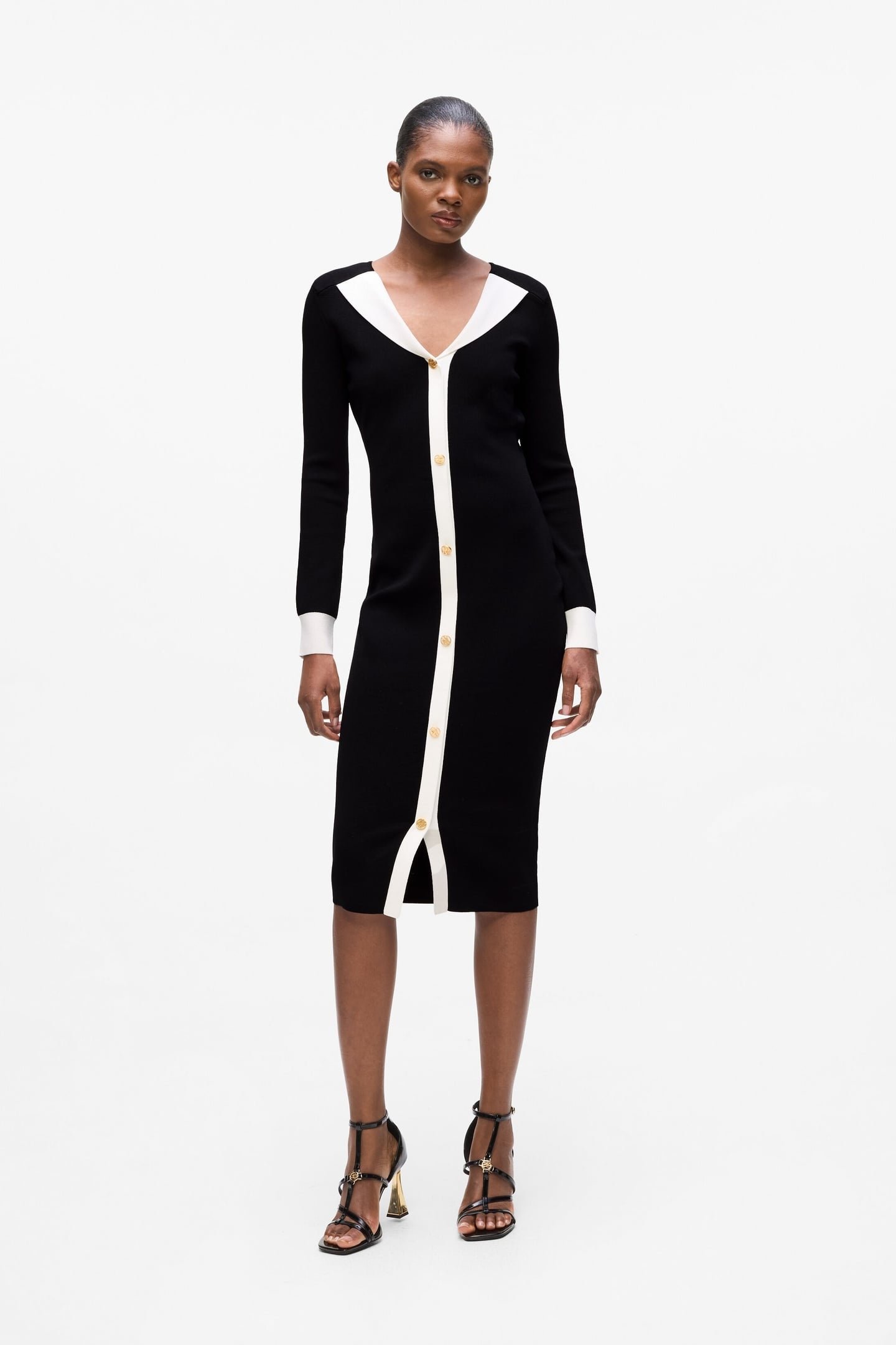 BLACK AND WHITE KNIT DRESS BLACK/WHITE 1
