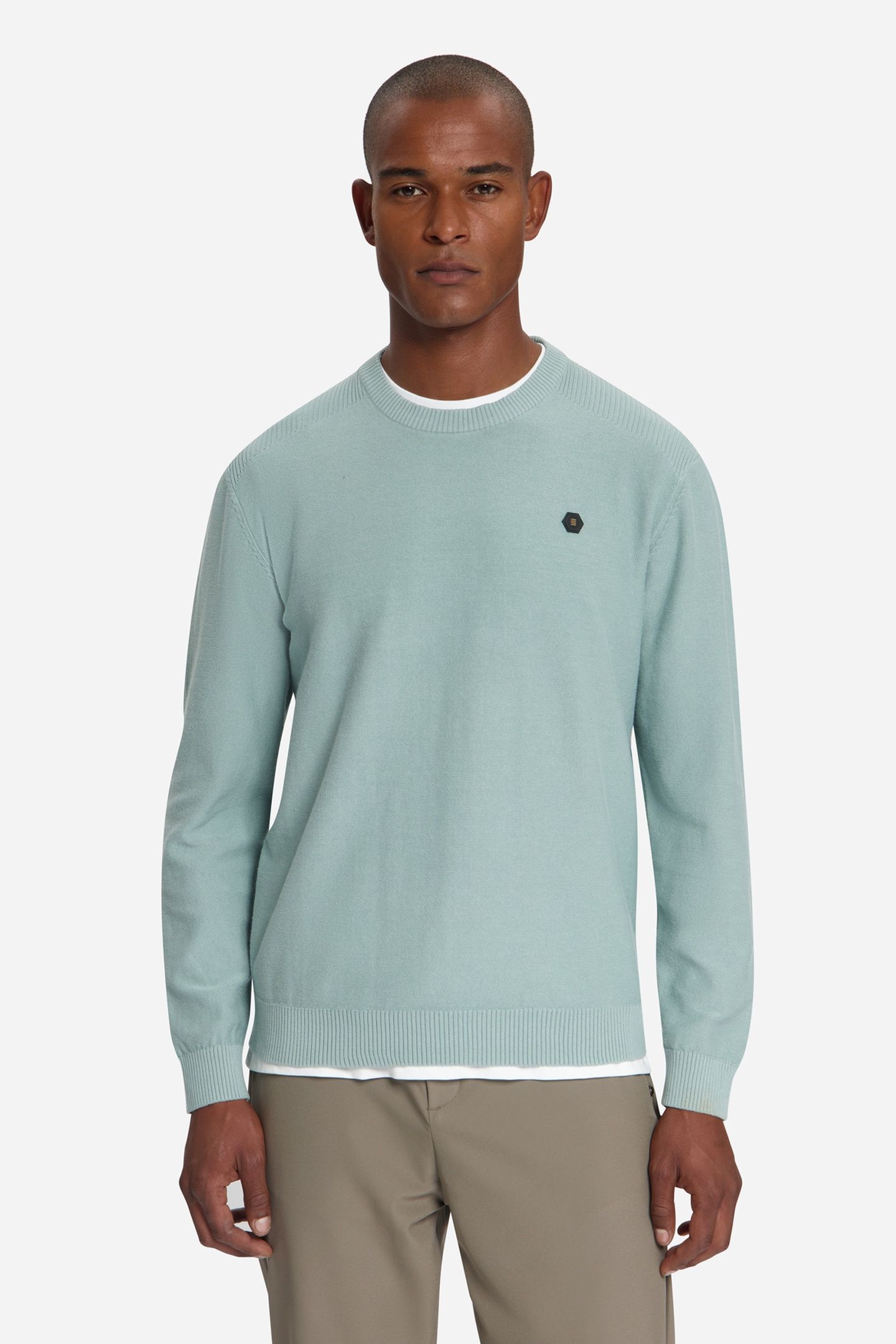 PULLOVER CREWNECK SHOULDER DETAIL DUSTY BLUE 1