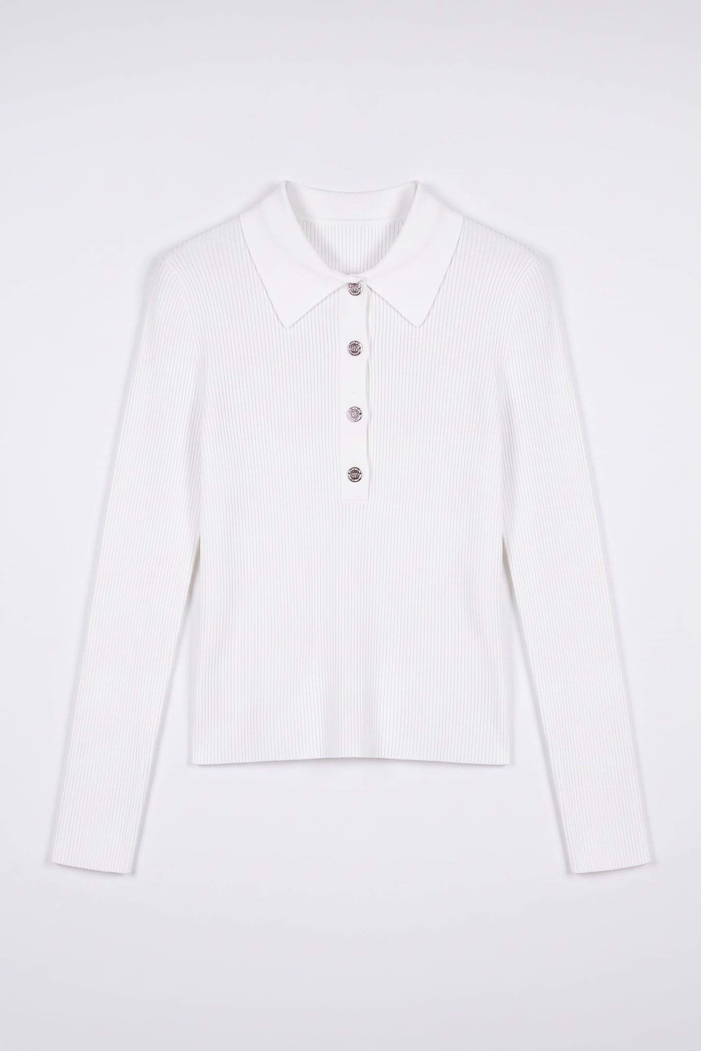 POLO NECK CLEAN LS TOP WHITE 3