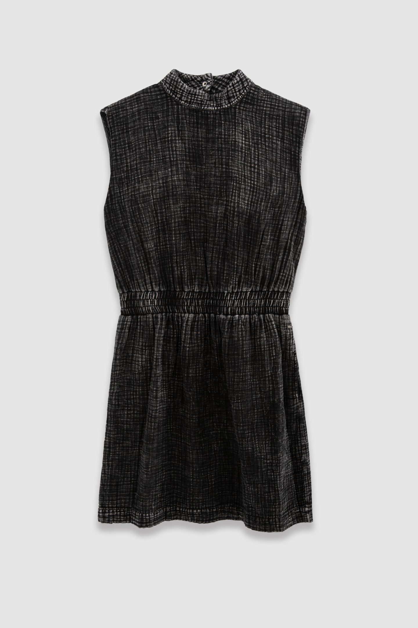 GREY COTTON GAUZE SLEEVELESS DRESS WITH V BACK 4