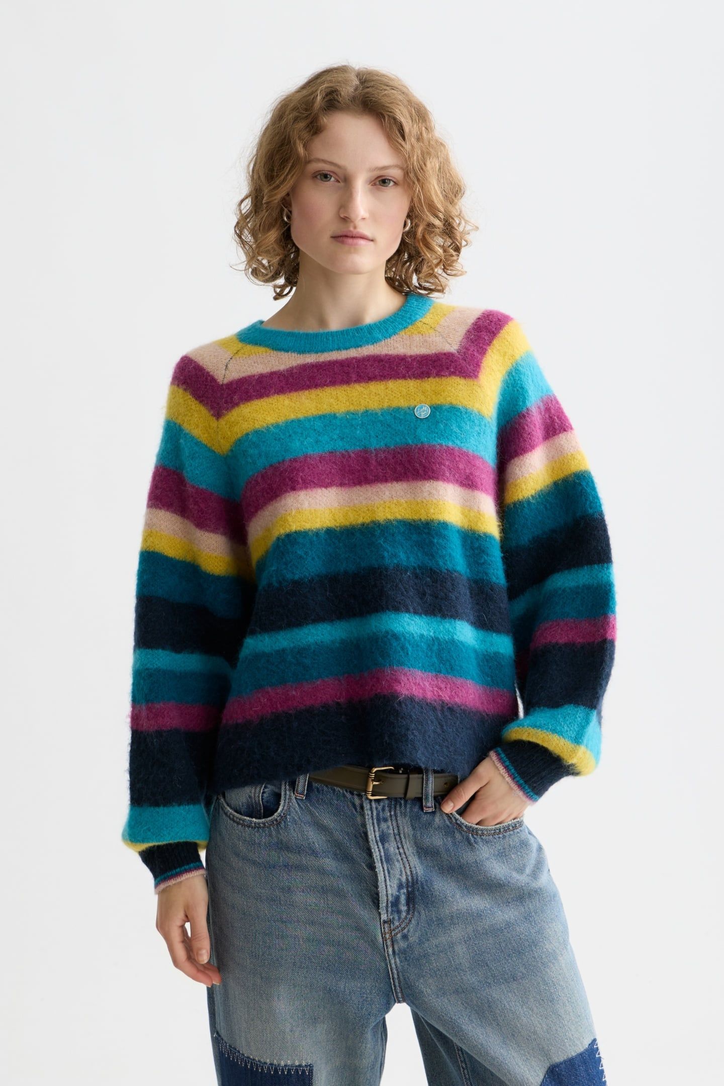STRIPED OVERSIZED PULLOVER EL COSMICO STRIPE DEEP LAGOON 1
