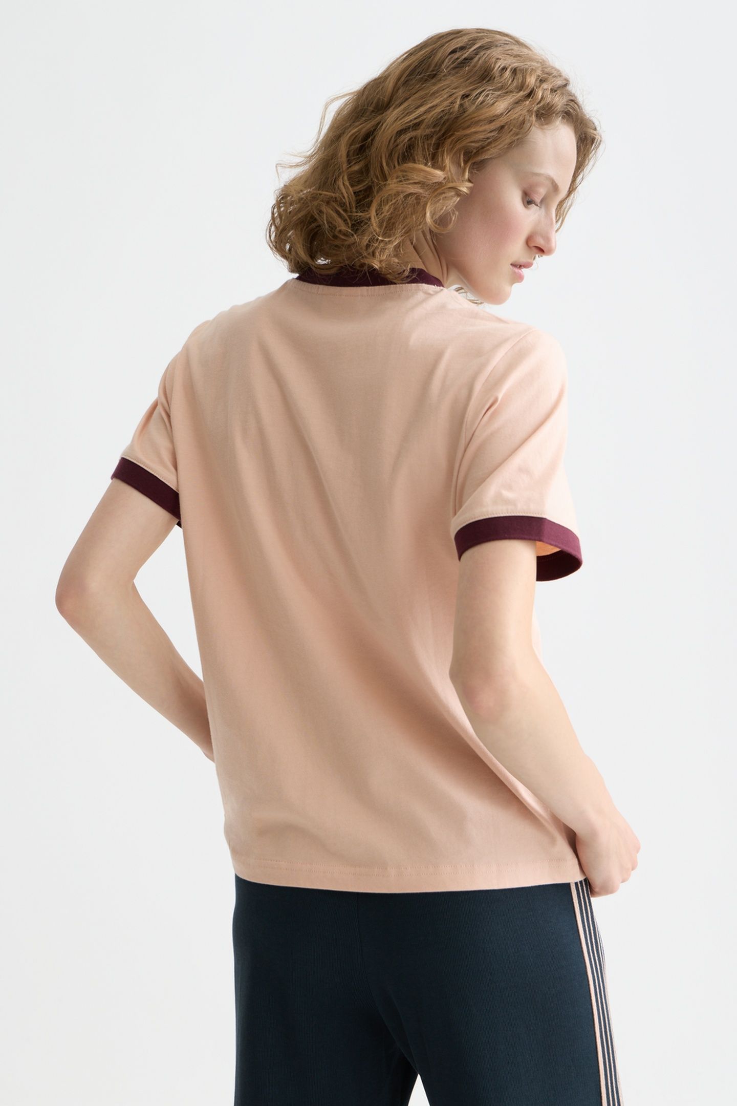EMBROIDERED RINGER REGULAR FIT T-SHIRT ROSE DUST 2