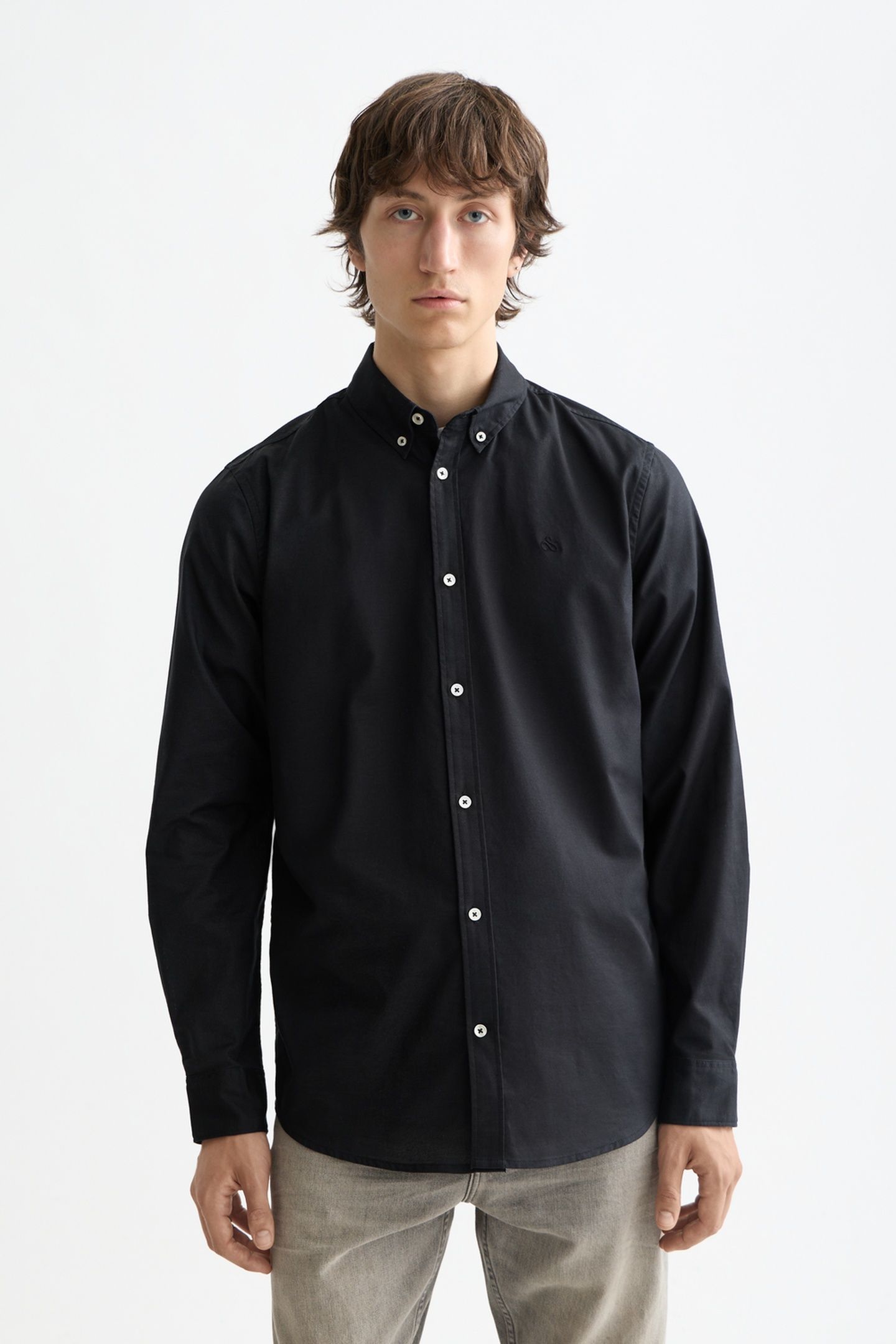 OXFORD SOLID REGULAR-FIT SHIRT BLACK 1