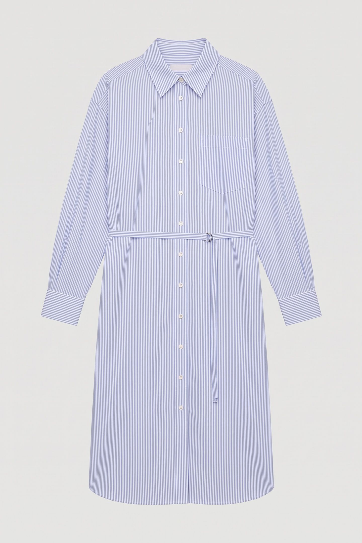 POPLIN SHIRT DRESS WHITE AND BLUE STRIPE 4