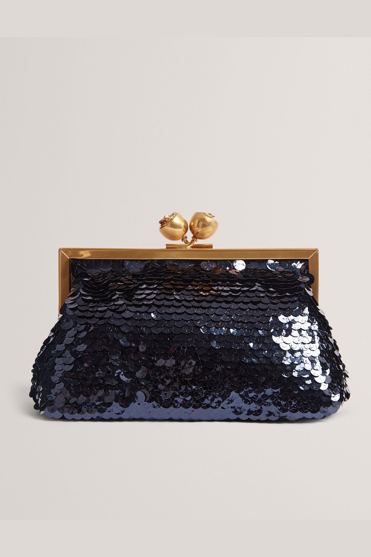 ROSE DETAIL SEQUIN CLUTCH BAG NAVY 1