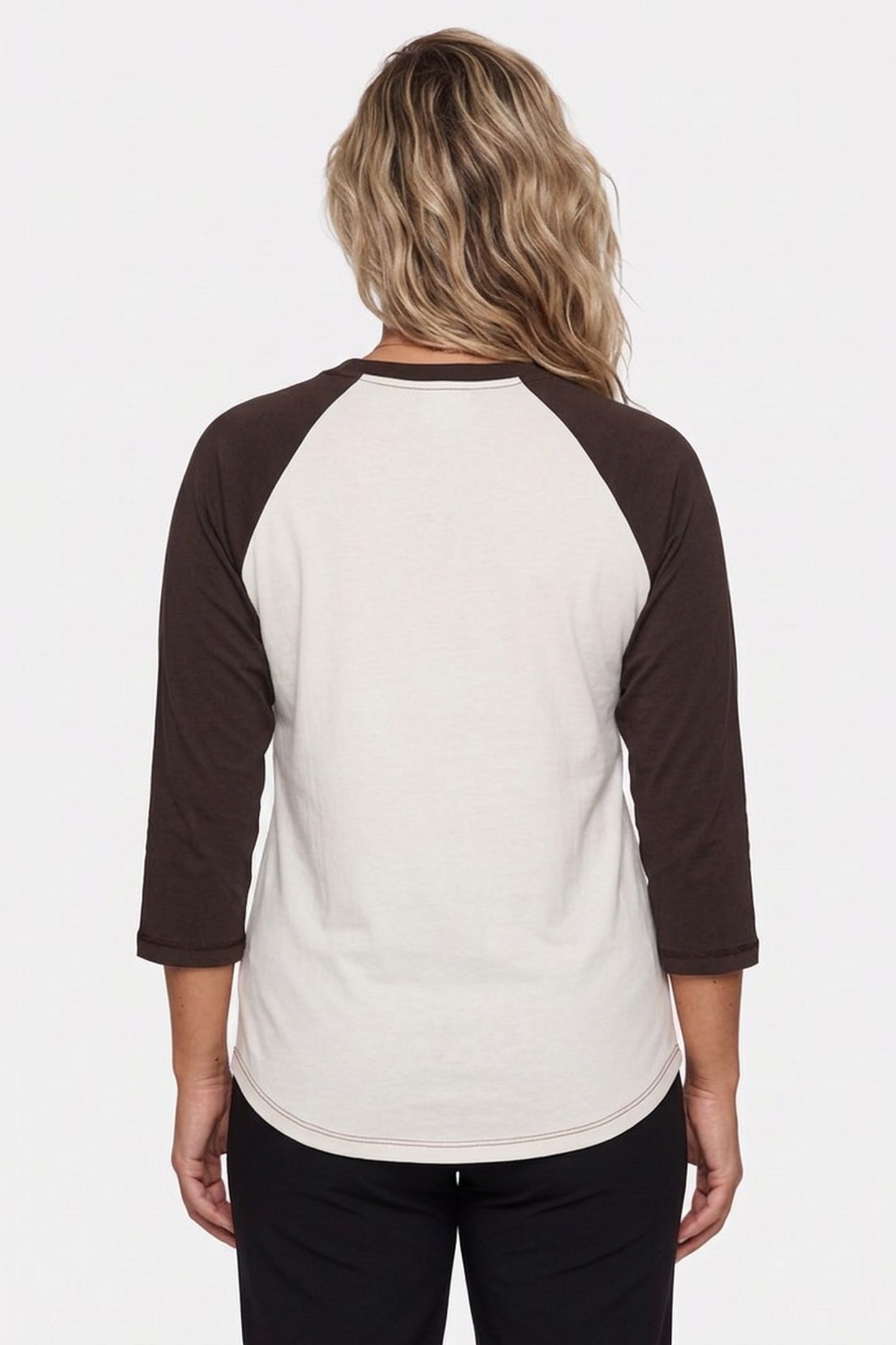 T-SHIRT 3/4 SLEEVE CONTRAST BEIGE/BROWN 3