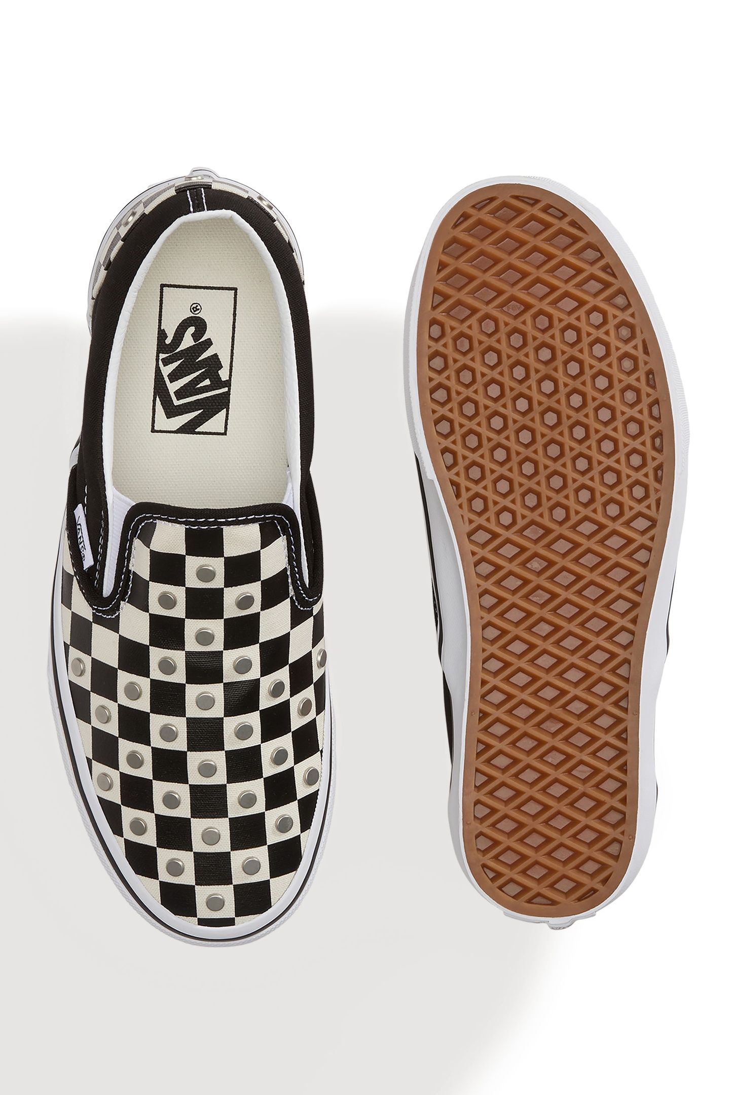 UNISEX CLASSIC SLIP-ON CHECKERBOARD STUDS BLACK 5