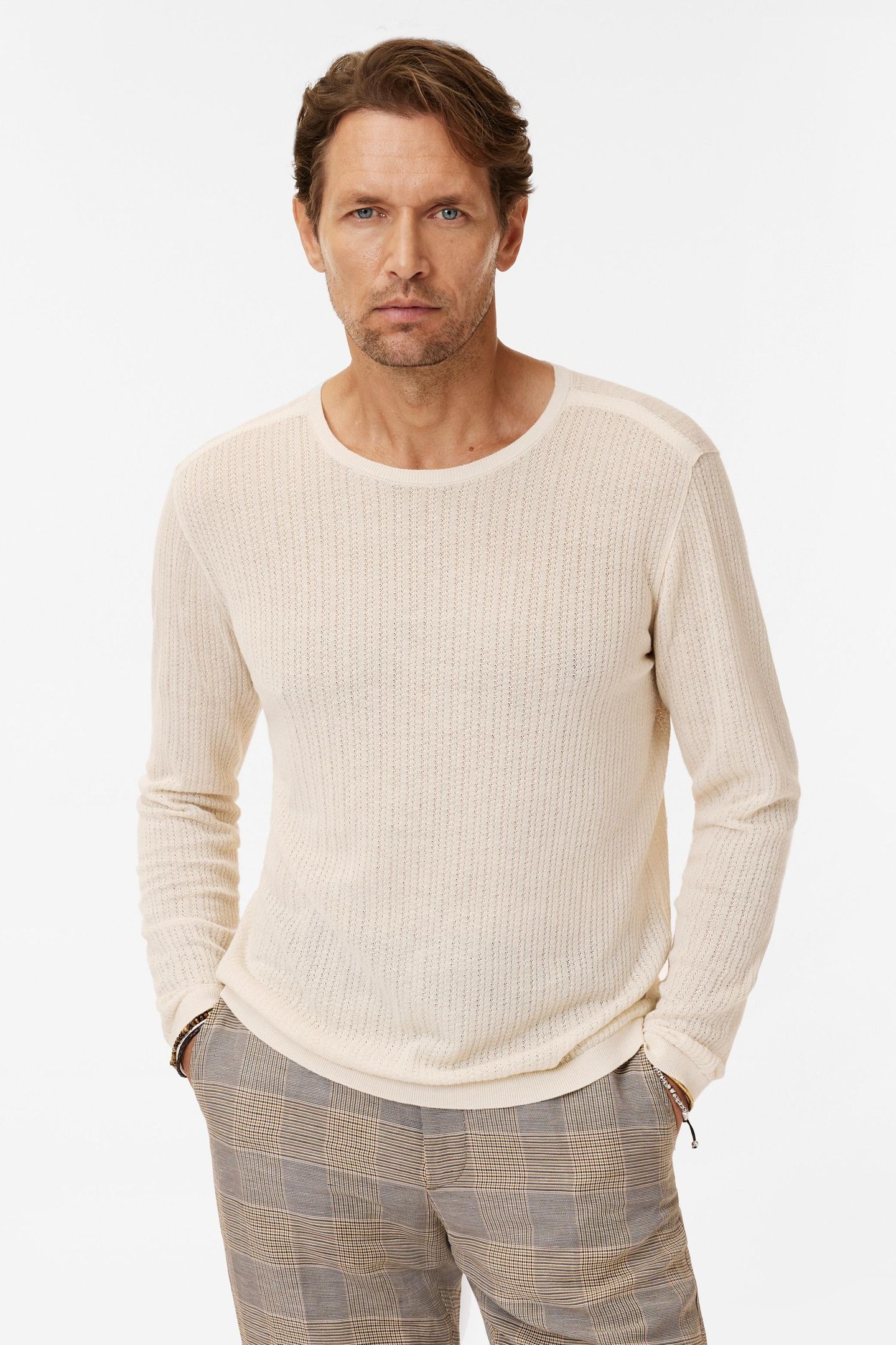 ESPERIA REGULAR FIT LS CREWNECK WITH PIN EGG SHELL 1