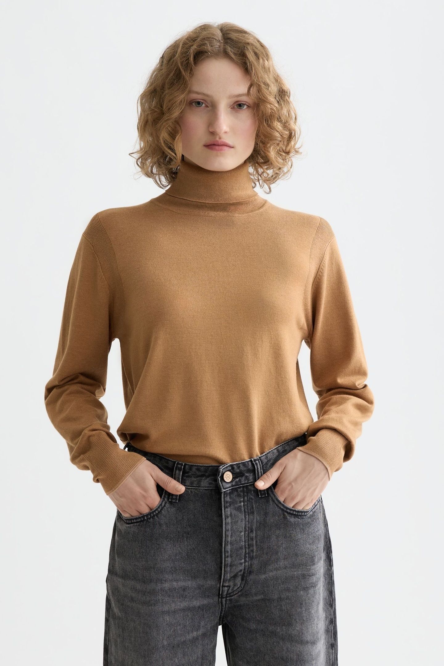 ROLL NECK RELAXED PULLOVER TOBACCO MELANGE 1