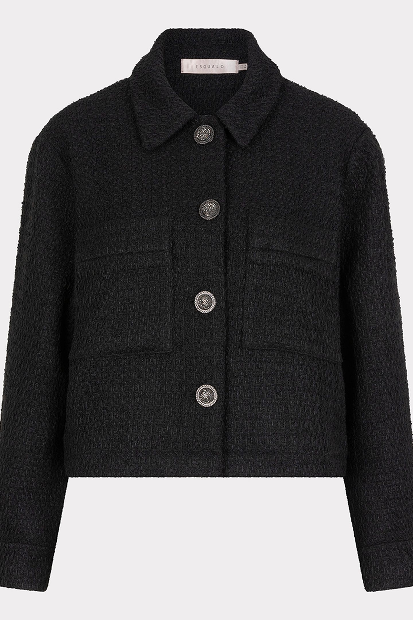 JACKET SOLID TWEED FANCY BUTTONS BLACK 4