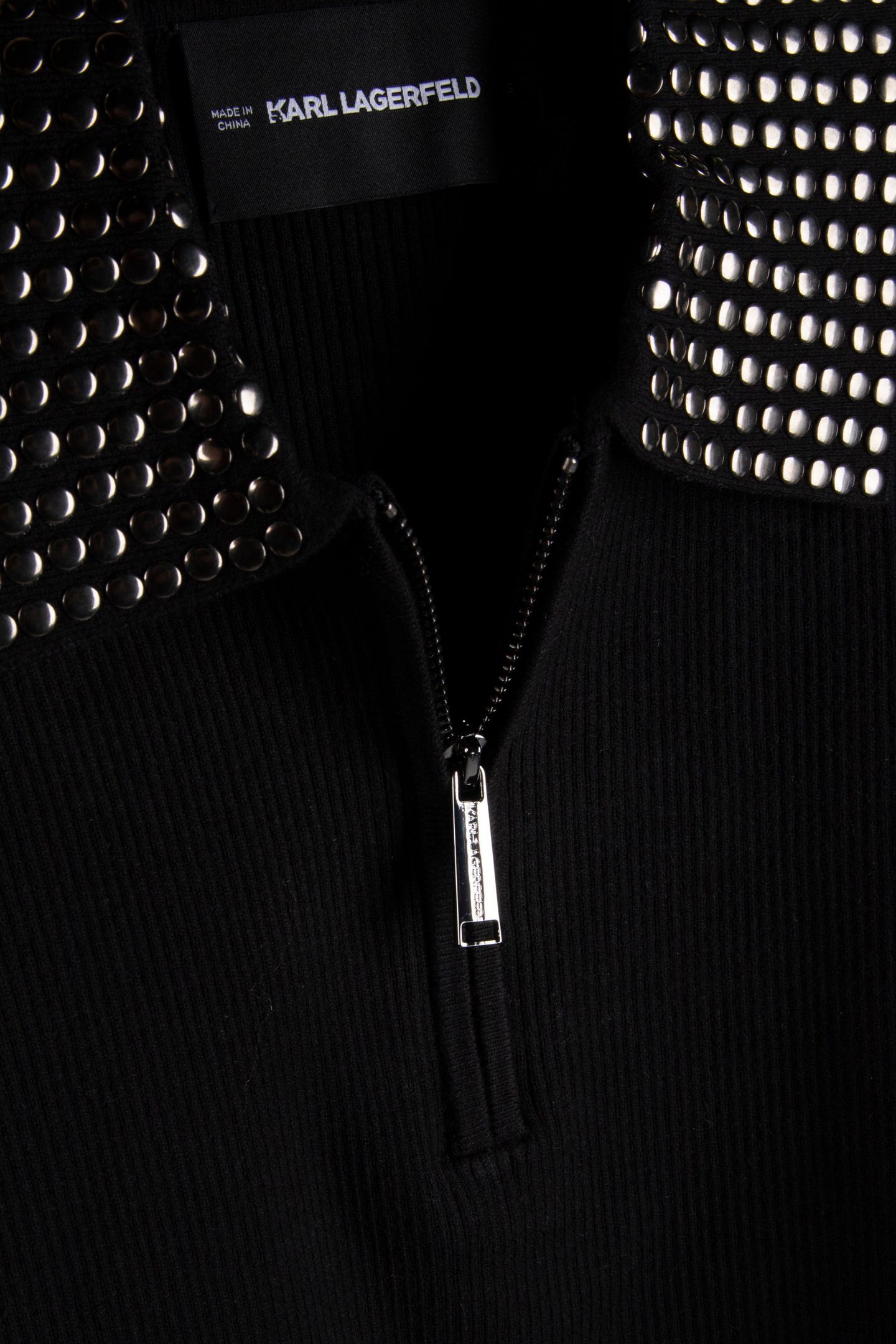 STUD DETAIL COLLAR KNIT POLO BLACK 4
