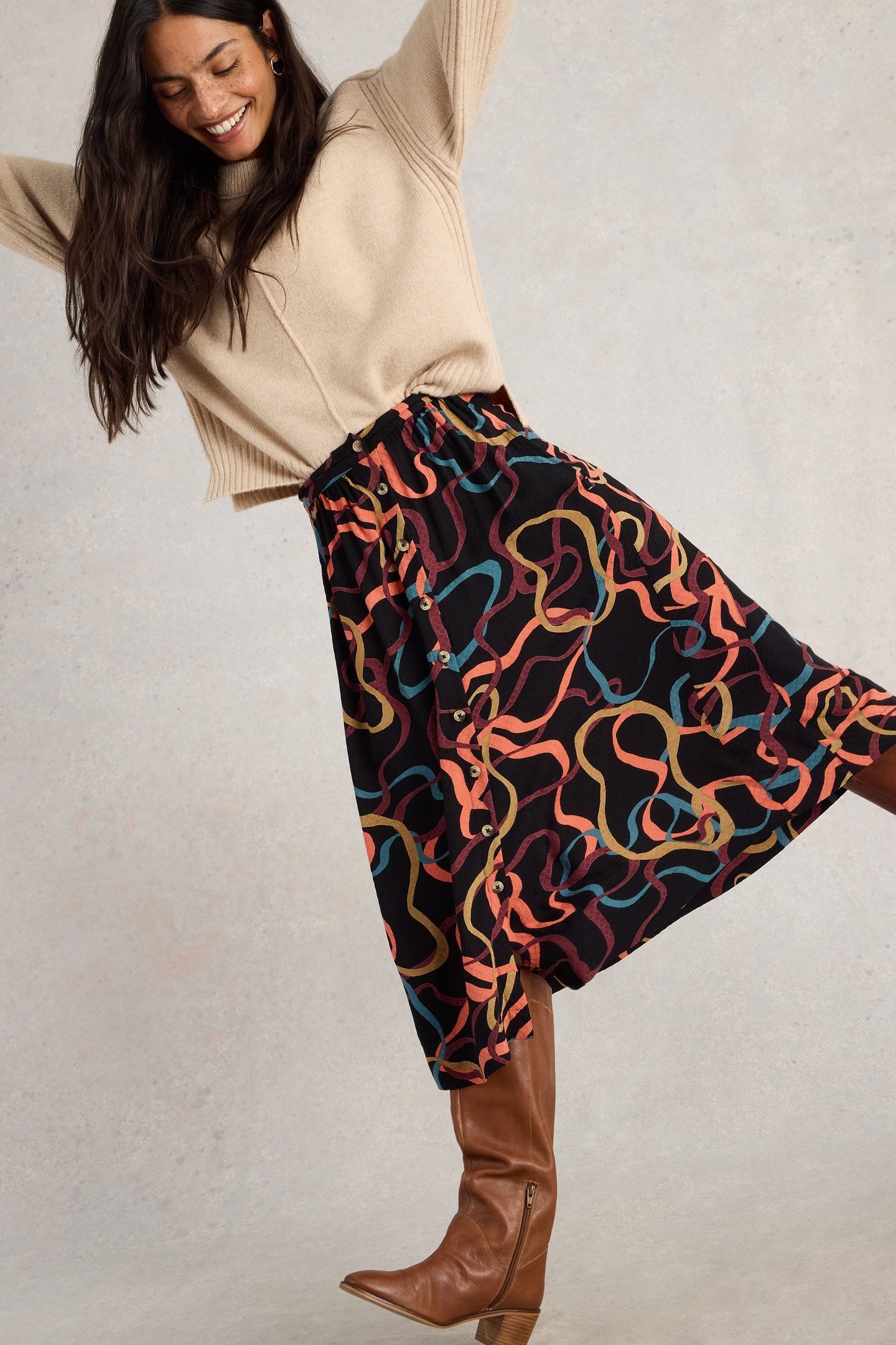 HEATHER MIDI SKIRT BLK PR 5