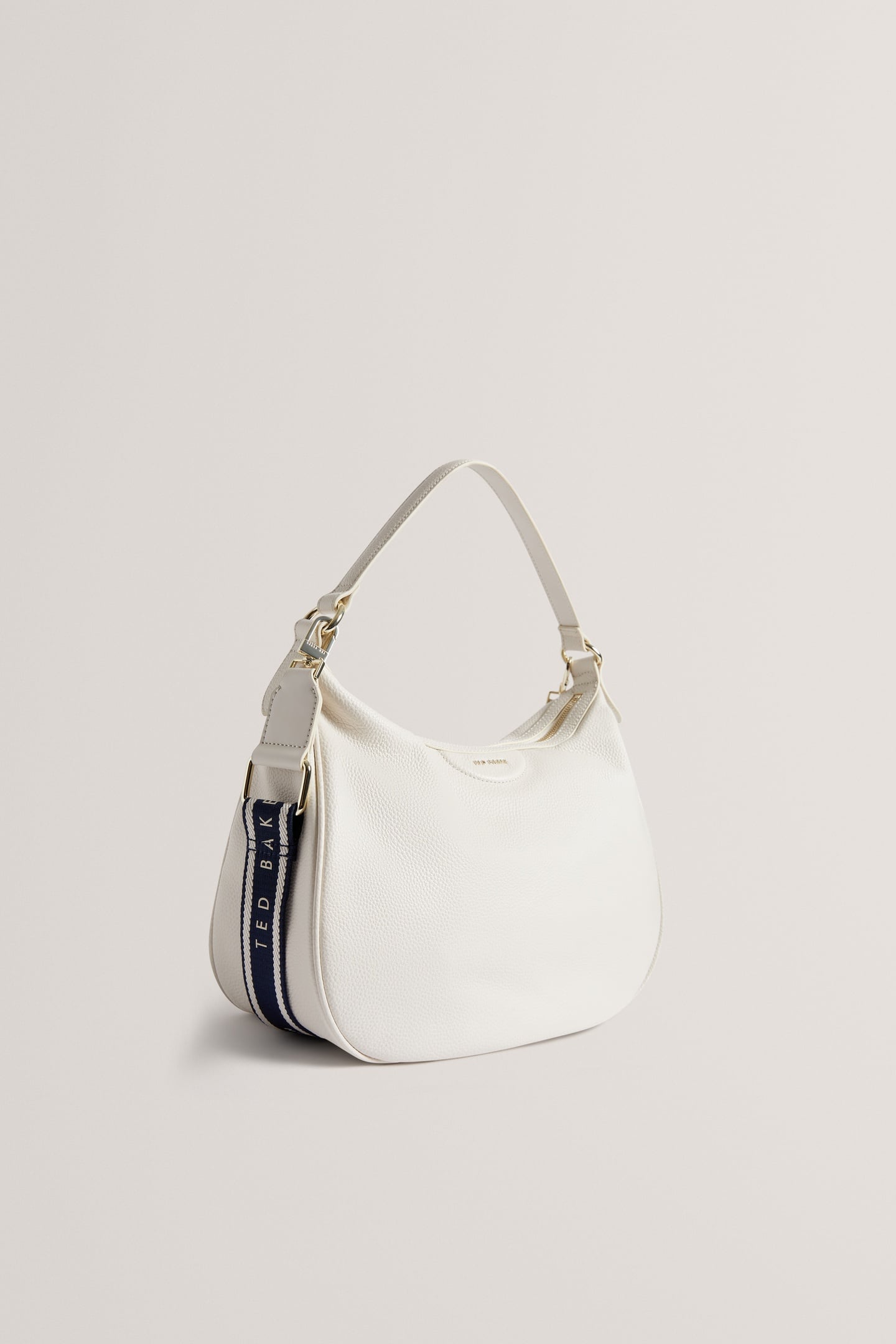 ESIAH WEBBING SLOUCHY LEATHER HOBO ECRU 3