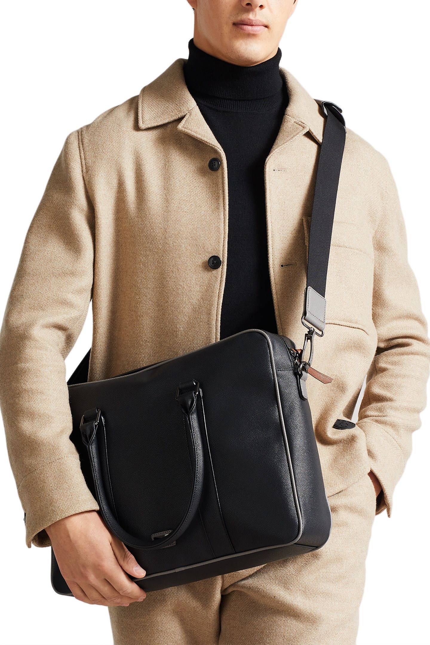 SPAIDE TEXTURED DOCUMENT BAG BLACK 1