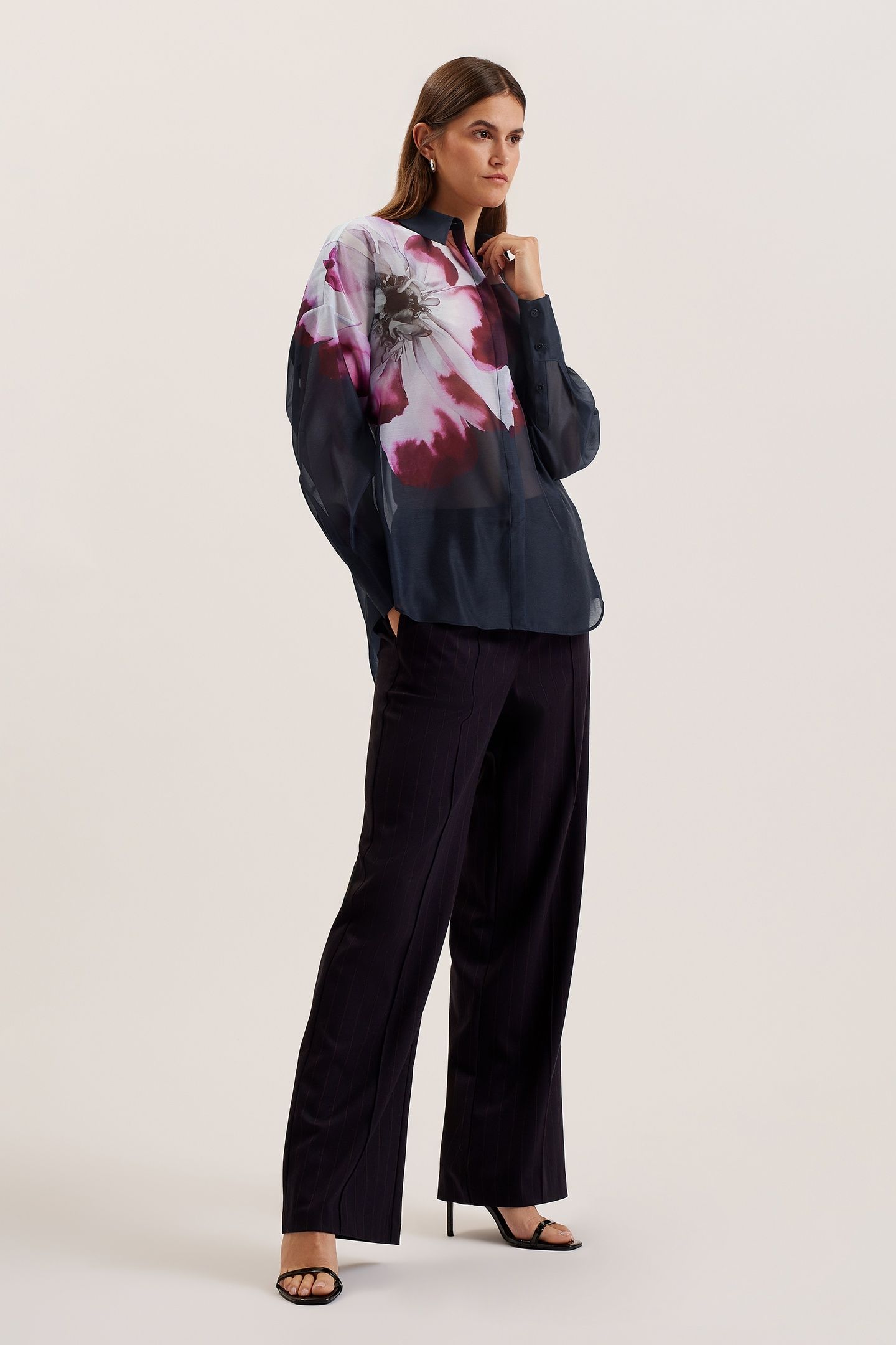 ORRIN PRINTED BUTTON DOWN OVERSIZED NAVY 1