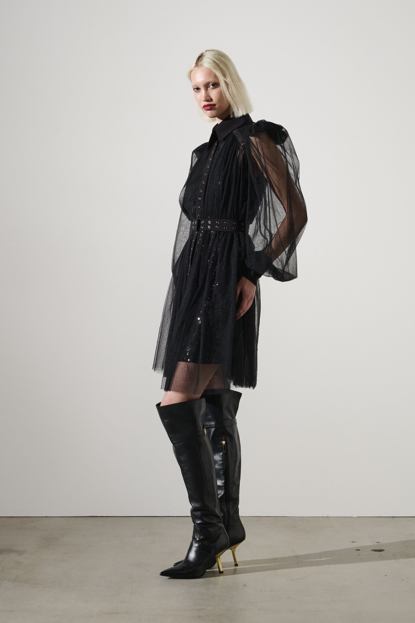 MATERIAL MIX FASHION DRESS BLACK 3