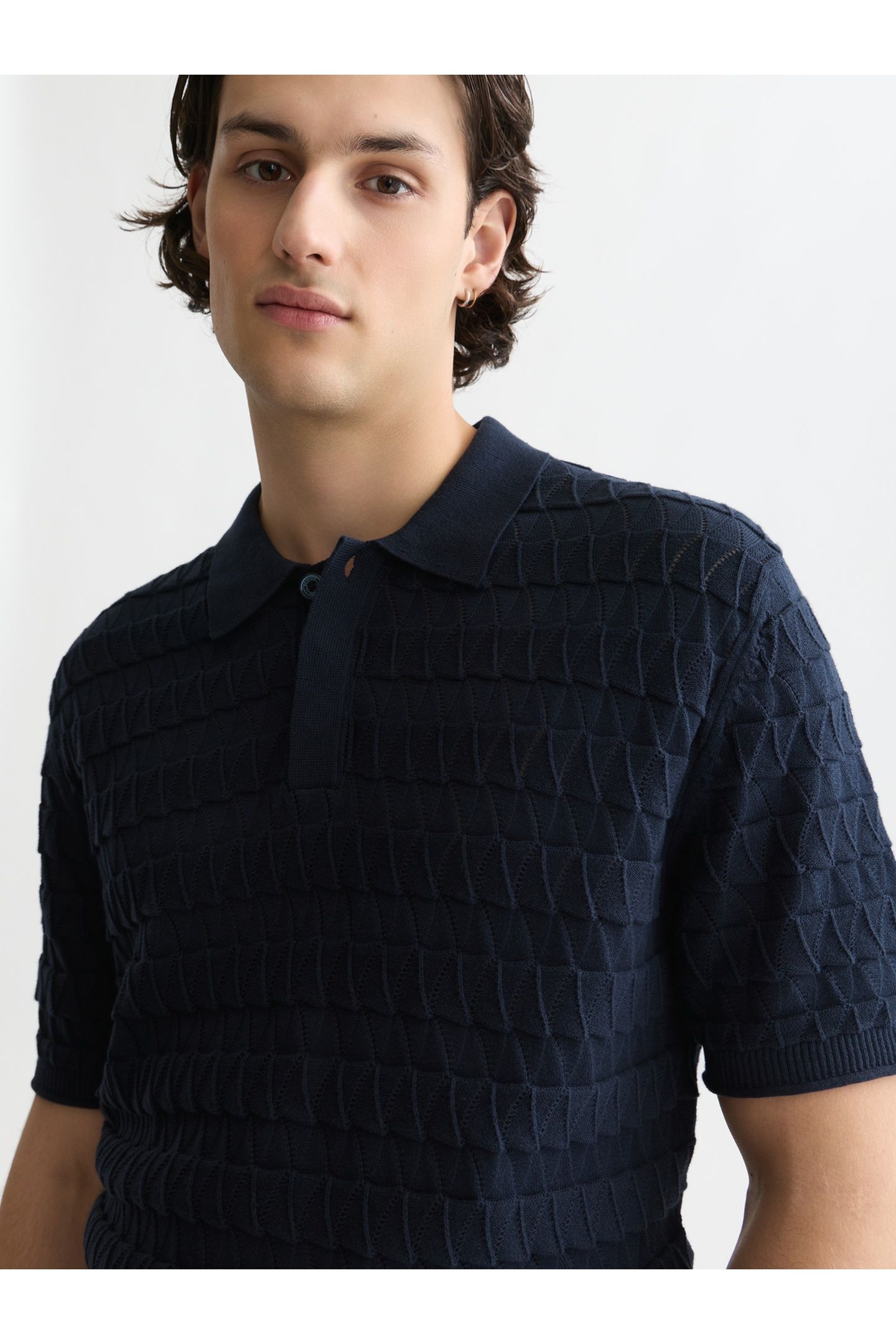POINTELLE KNITTED REGULAR FIT POLO NAVY 6