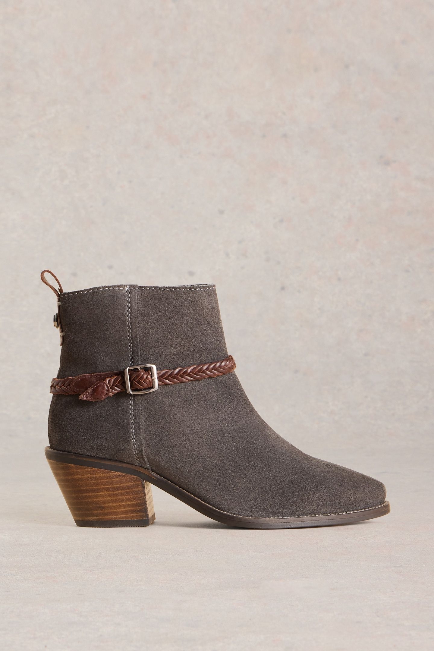 PEONY SUEDE PLAIT STRAP BOOT CHARC GREY 1
