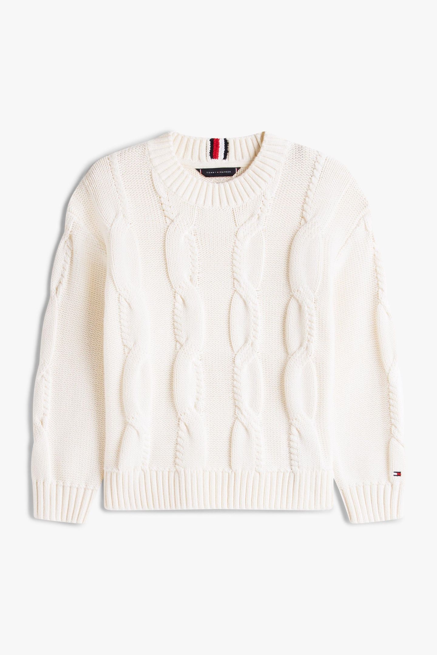 BOYS CHUNKY CABLE COTTON IVORY SILK 2
